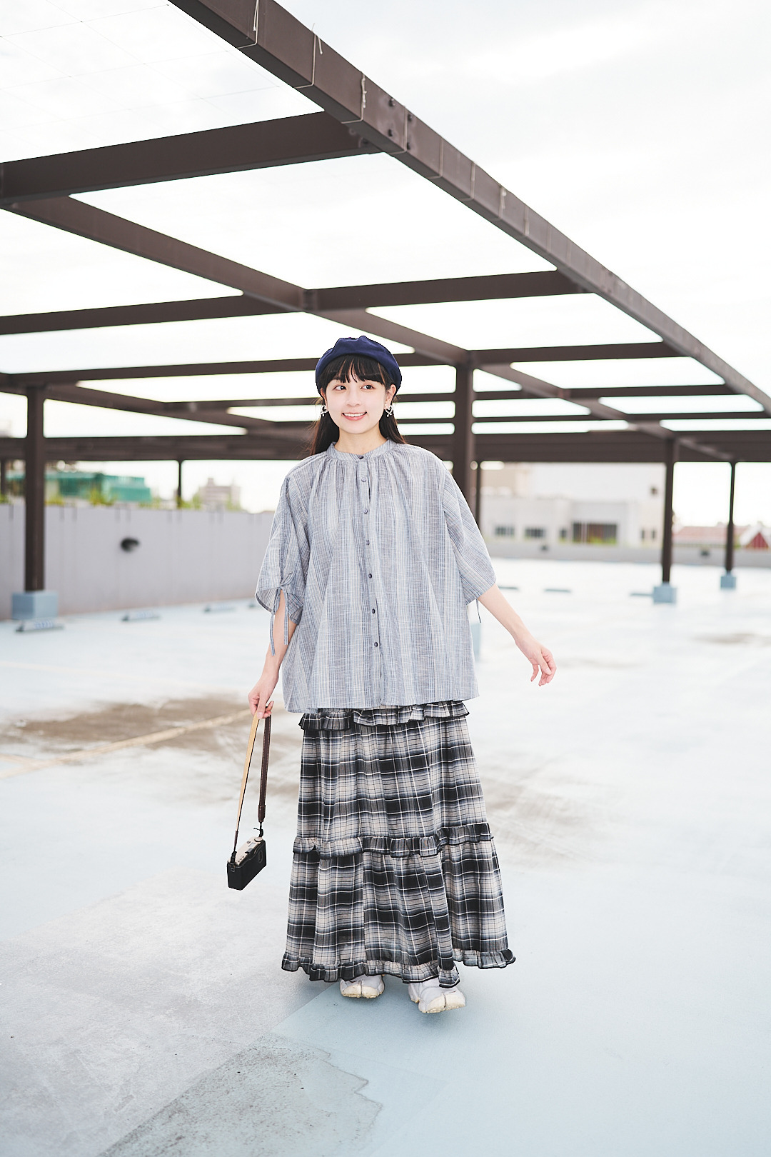 心間流動詩！2way袖斜紋襯衫(三色-藍)