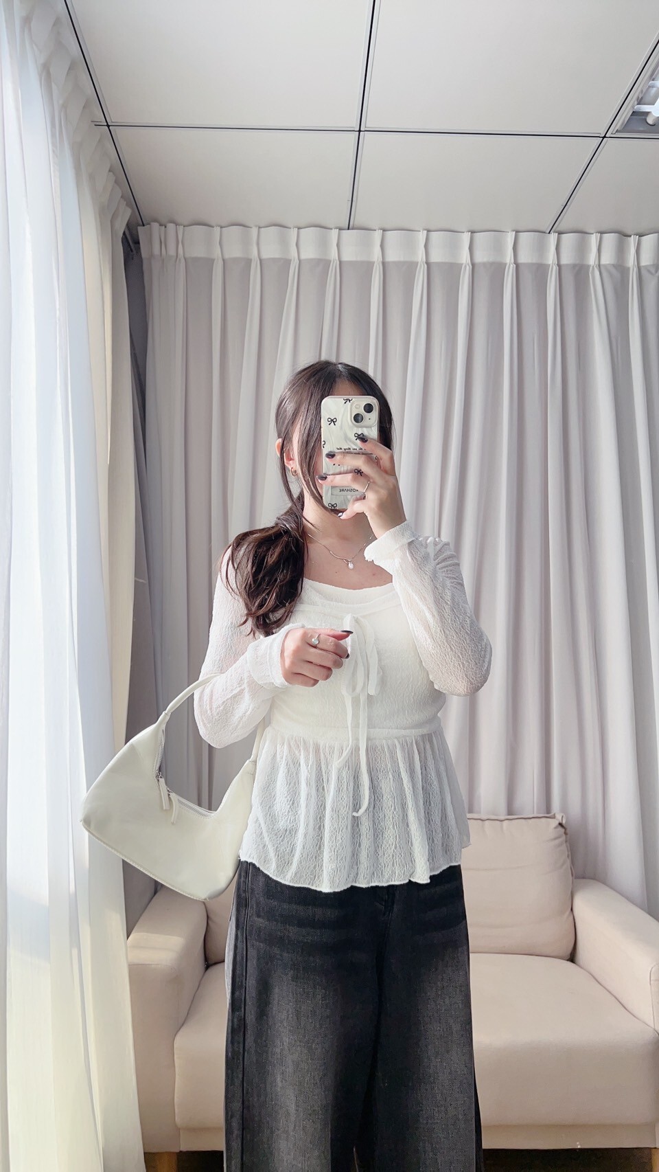 織紋背心+短版罩衫