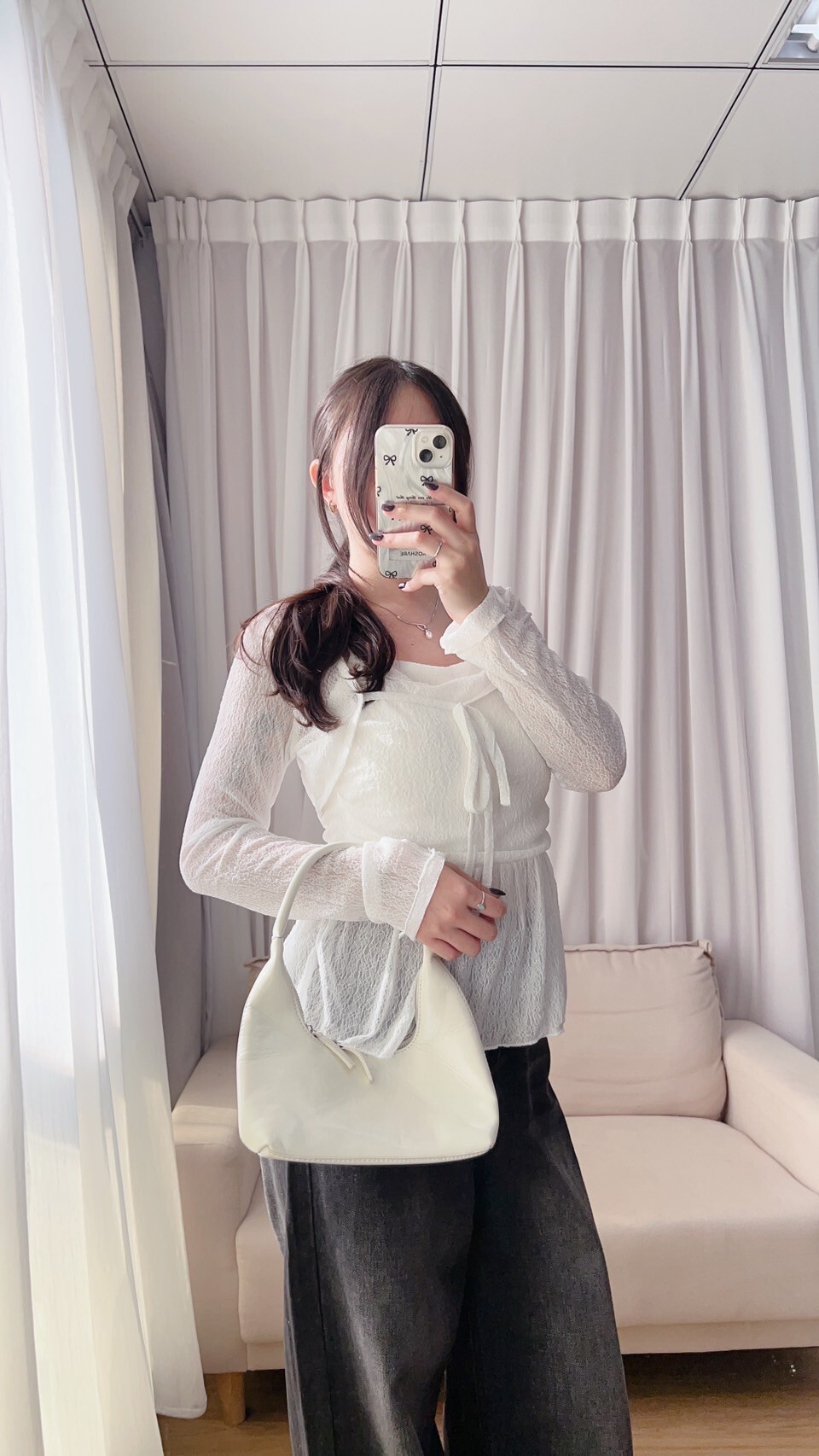 織紋背心+短版罩衫