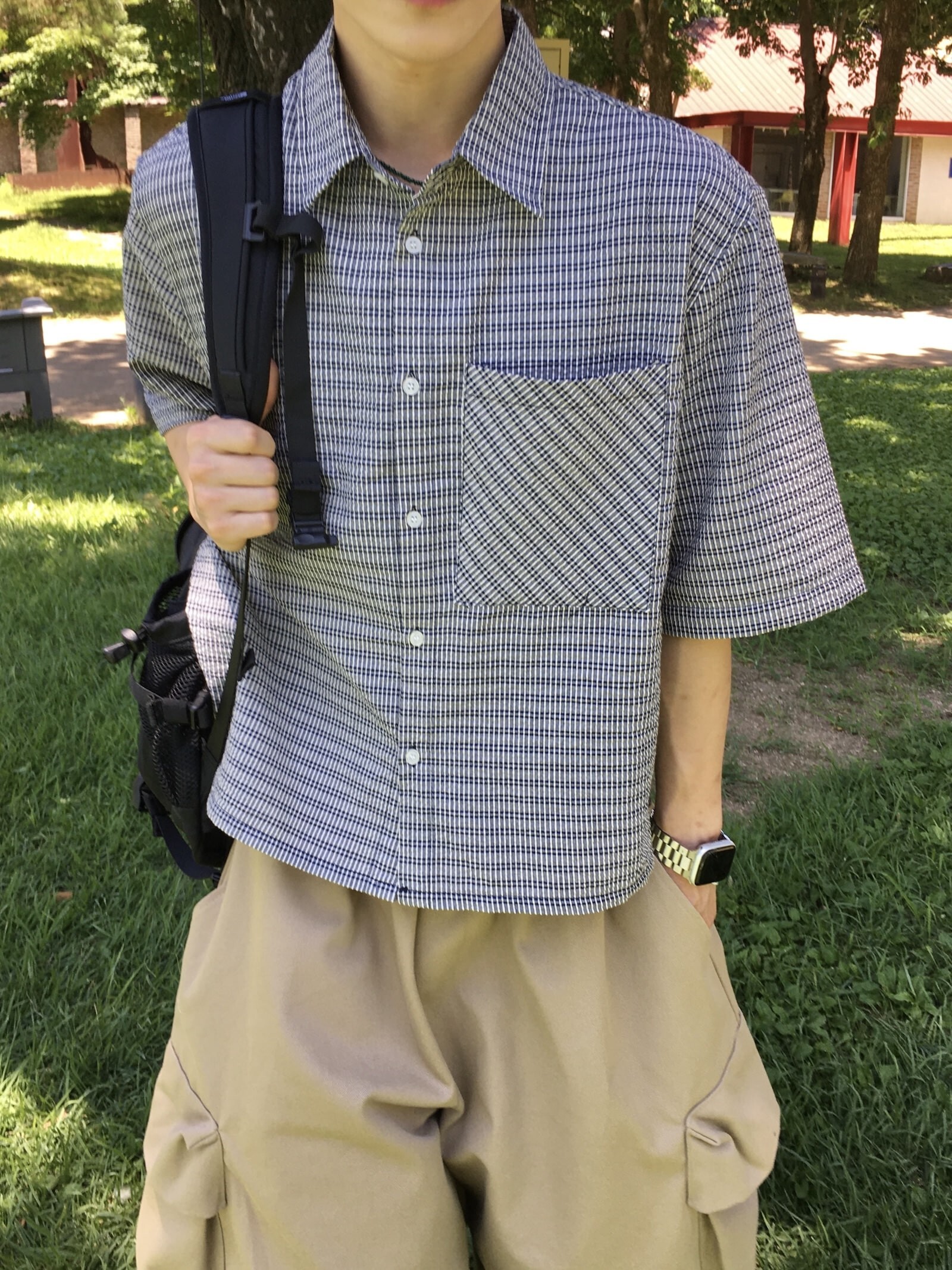 韓國 boxy 泡泡紗 質感 短袖 襯衫