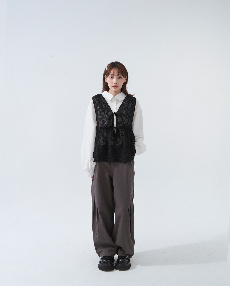 Hollow 3D Lace Jacquard Tie Vest (available in two colors)【01099120】in stock+pre-order