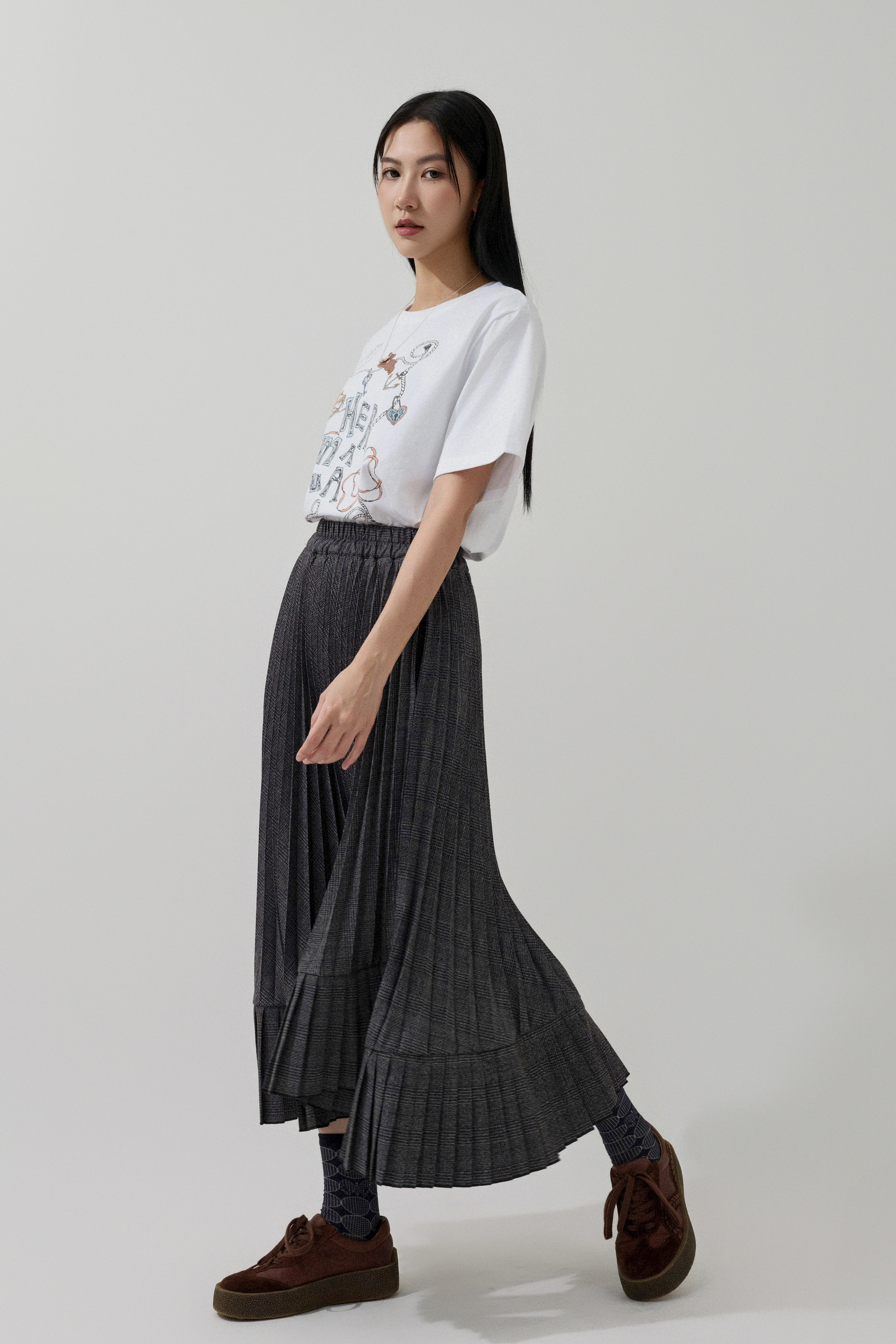 蘇格蘭格拼腳百褶裙（現貨款式）