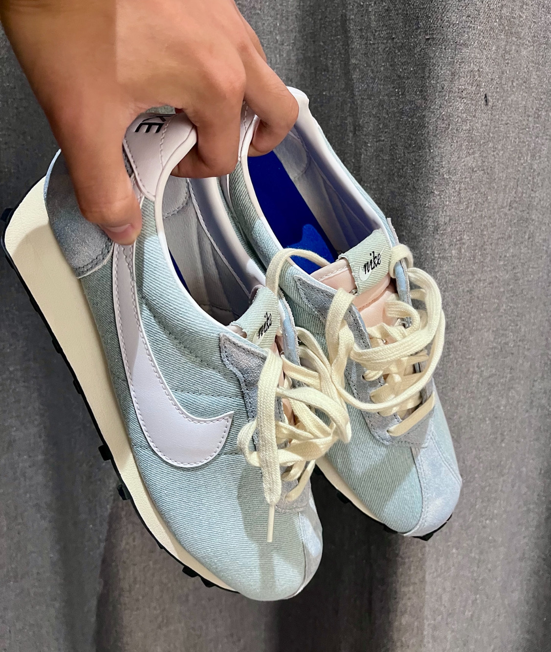 男鞋 NIKE LD-1000 牛仔淺藍 麂皮 透氣 復古 扁鞋 鬆餅格紋 運動鞋【IH3642-499】