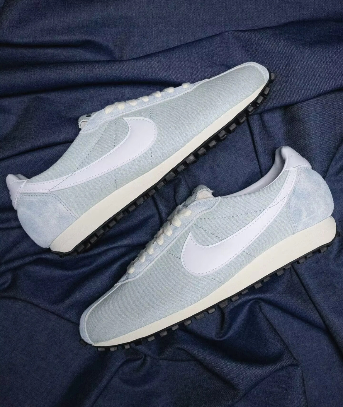 男鞋 NIKE LD-1000 牛仔淺藍 麂皮 透氣 復古 扁鞋 鬆餅格紋 運動鞋【IH3642-499】