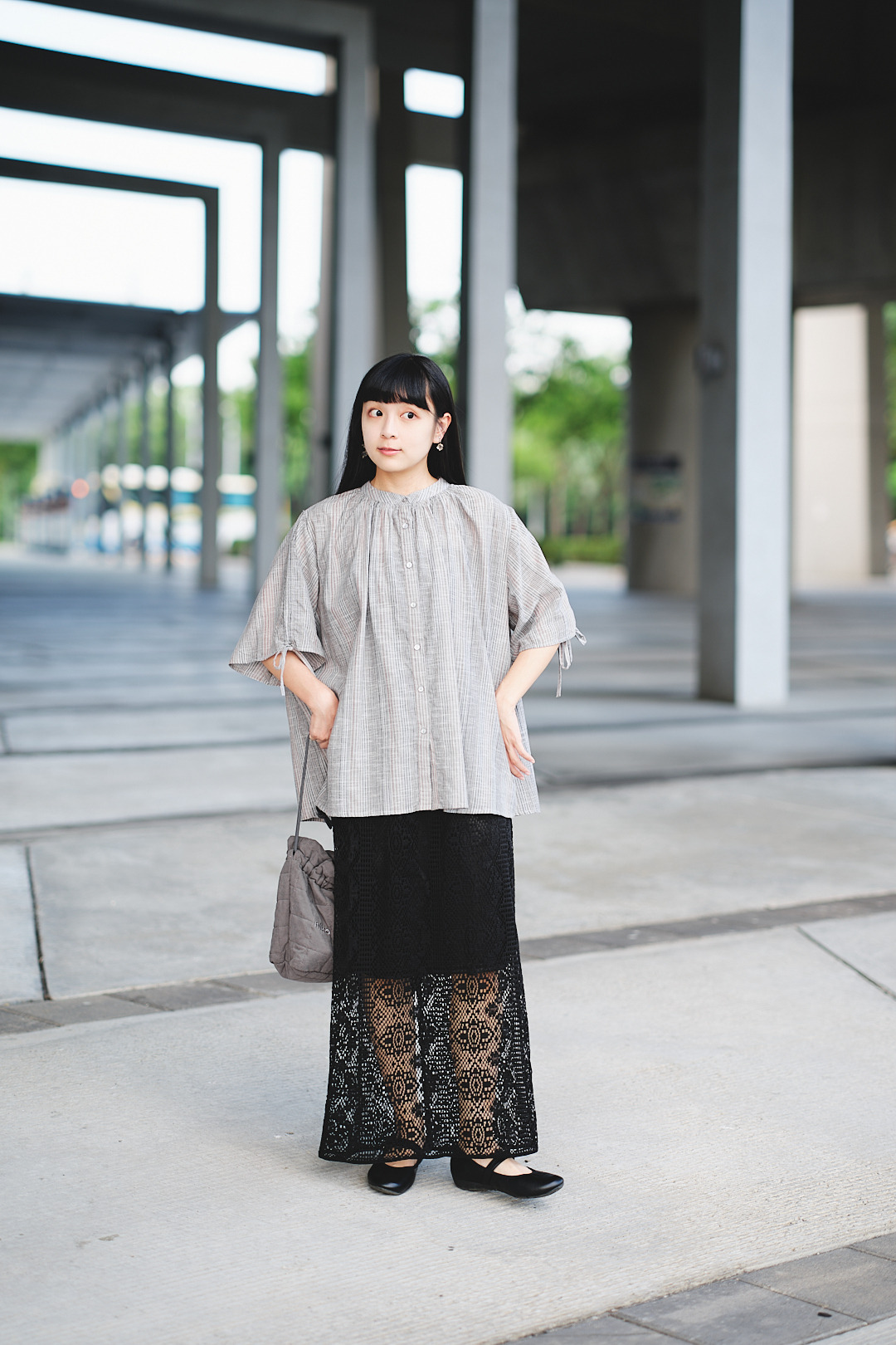 心間流動詩！2way袖斜紋襯衫(三色-黑)