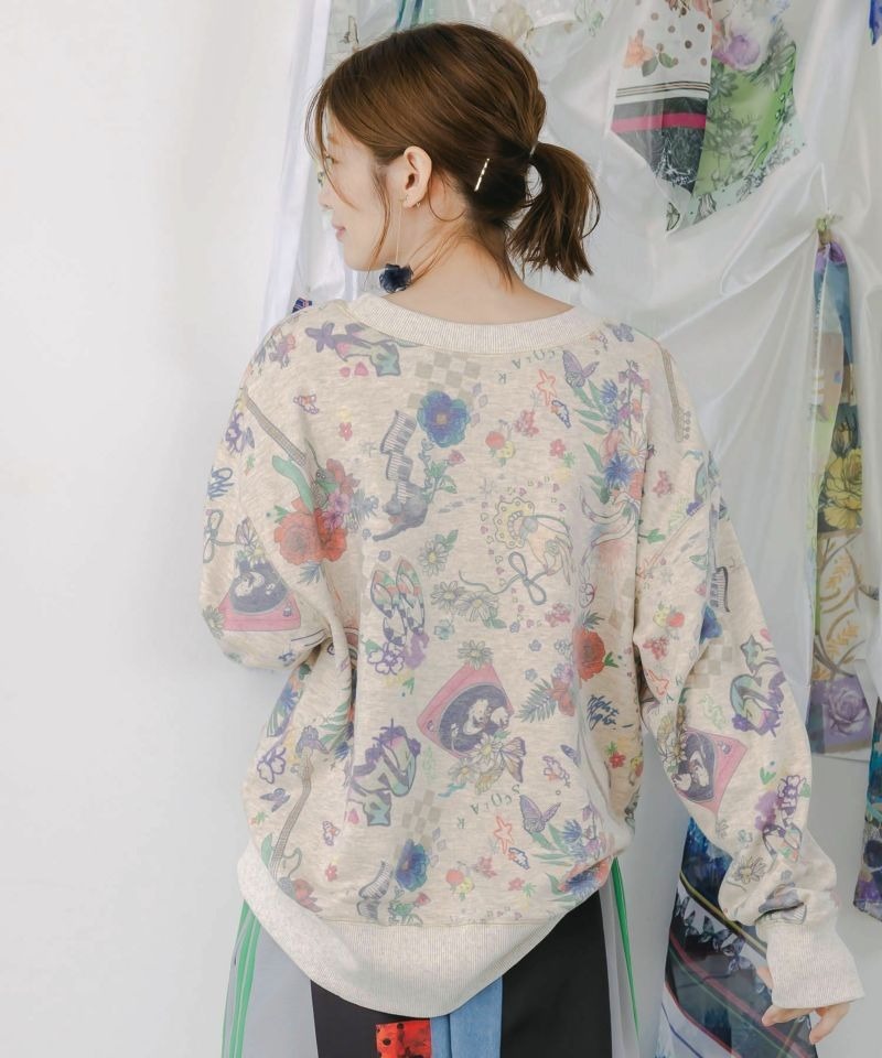 Scolar Flower and Music Sweatshirt Pullover