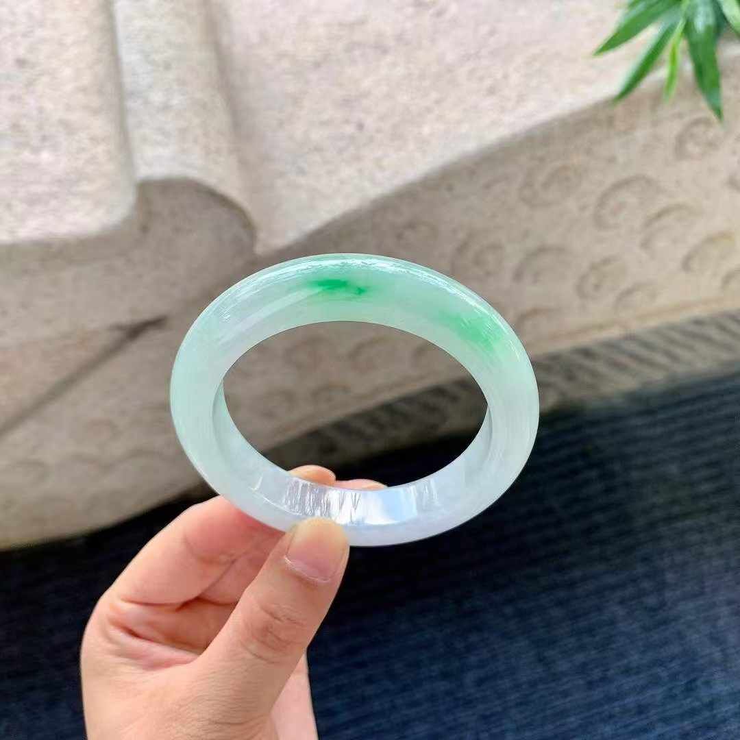 飄綠翡翠手鐲,天然翡翠A玉, 緬甸玉, Jade, Jadeite