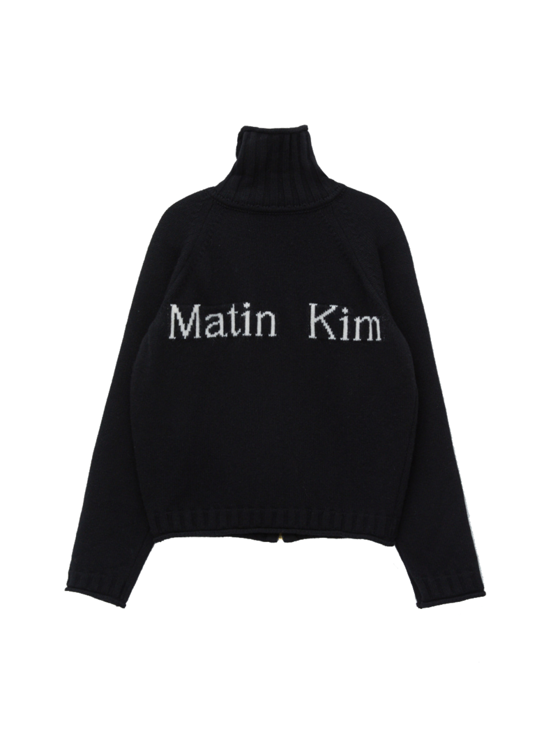 Matin Kim高領針織拉鍊外套 黑色