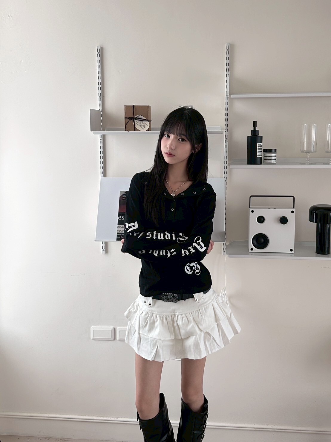 先入秋耍帥🤟🏻美式印花 連帽薄紗長袖  2colors