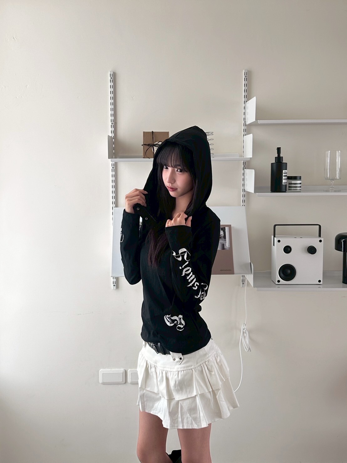 先入秋耍帥🤟🏻美式印花 連帽薄紗長袖  2colors