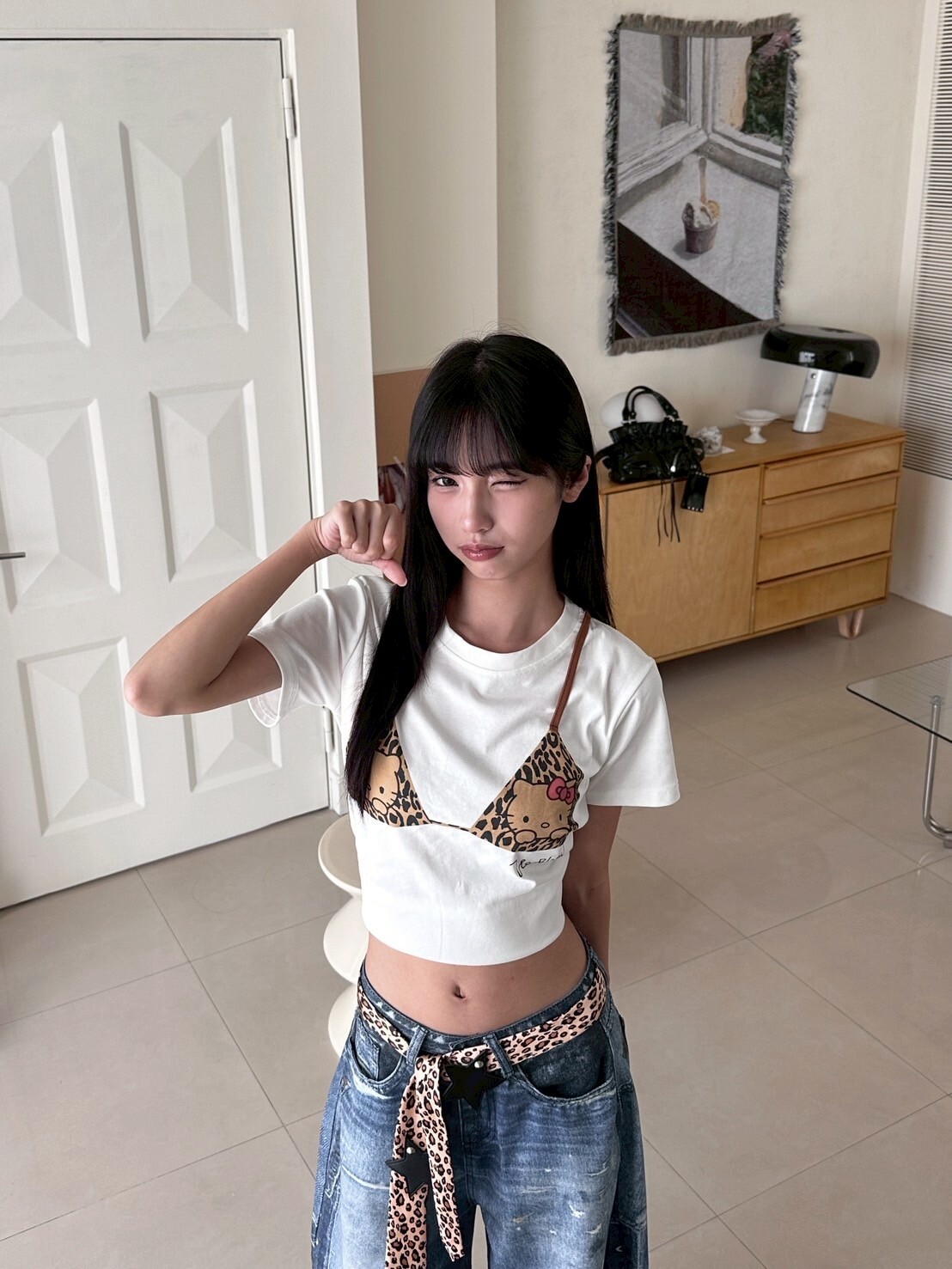 黑皮kitty🏖️ 豹紋比基尼綁帶短踢