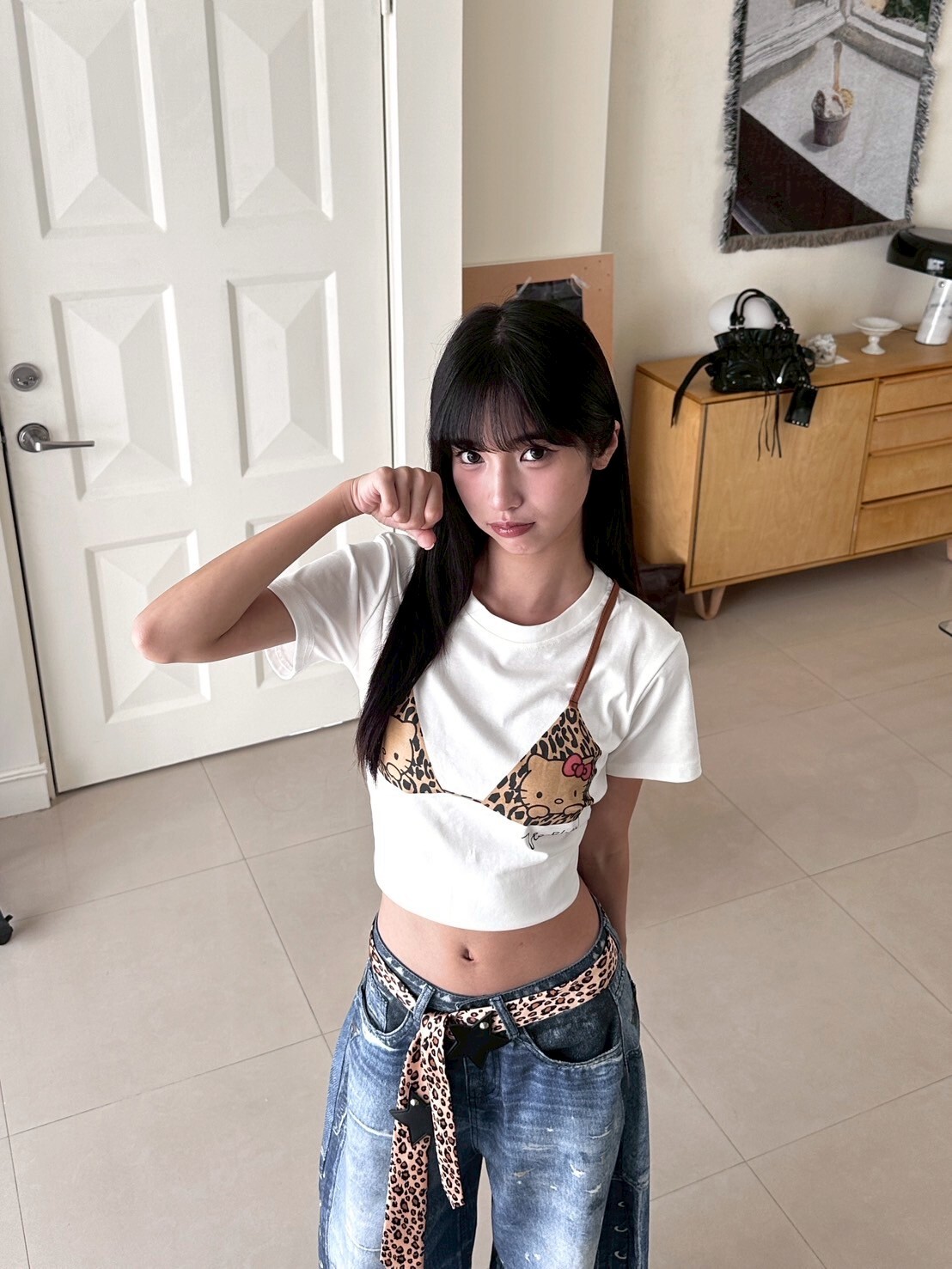 黑皮kitty🏖️ 豹紋比基尼綁帶短踢