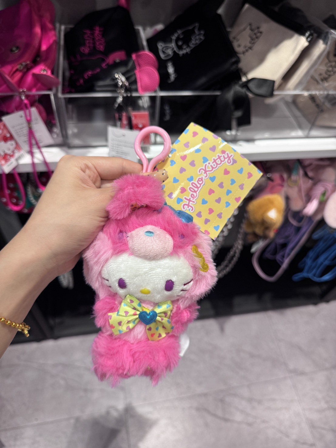 韓國連線 - 粗掛繩毛絨帽KITTY