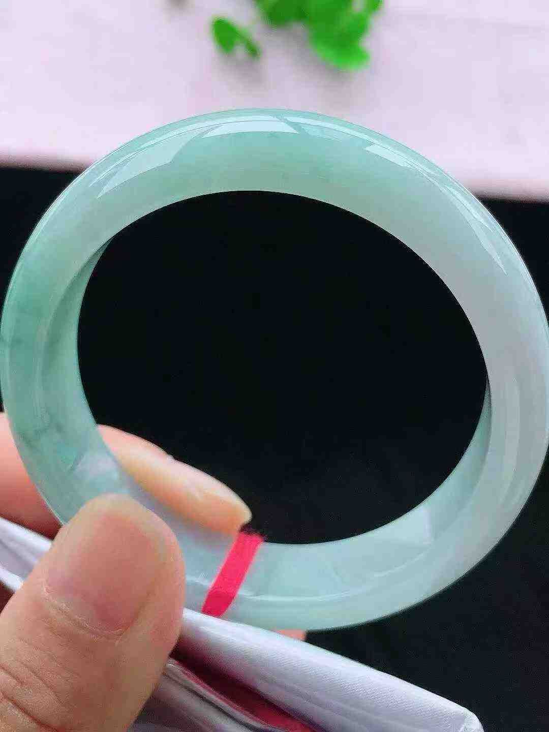 965856 52.5mm冰飄花正圈翡翠手鐲 (52-54)