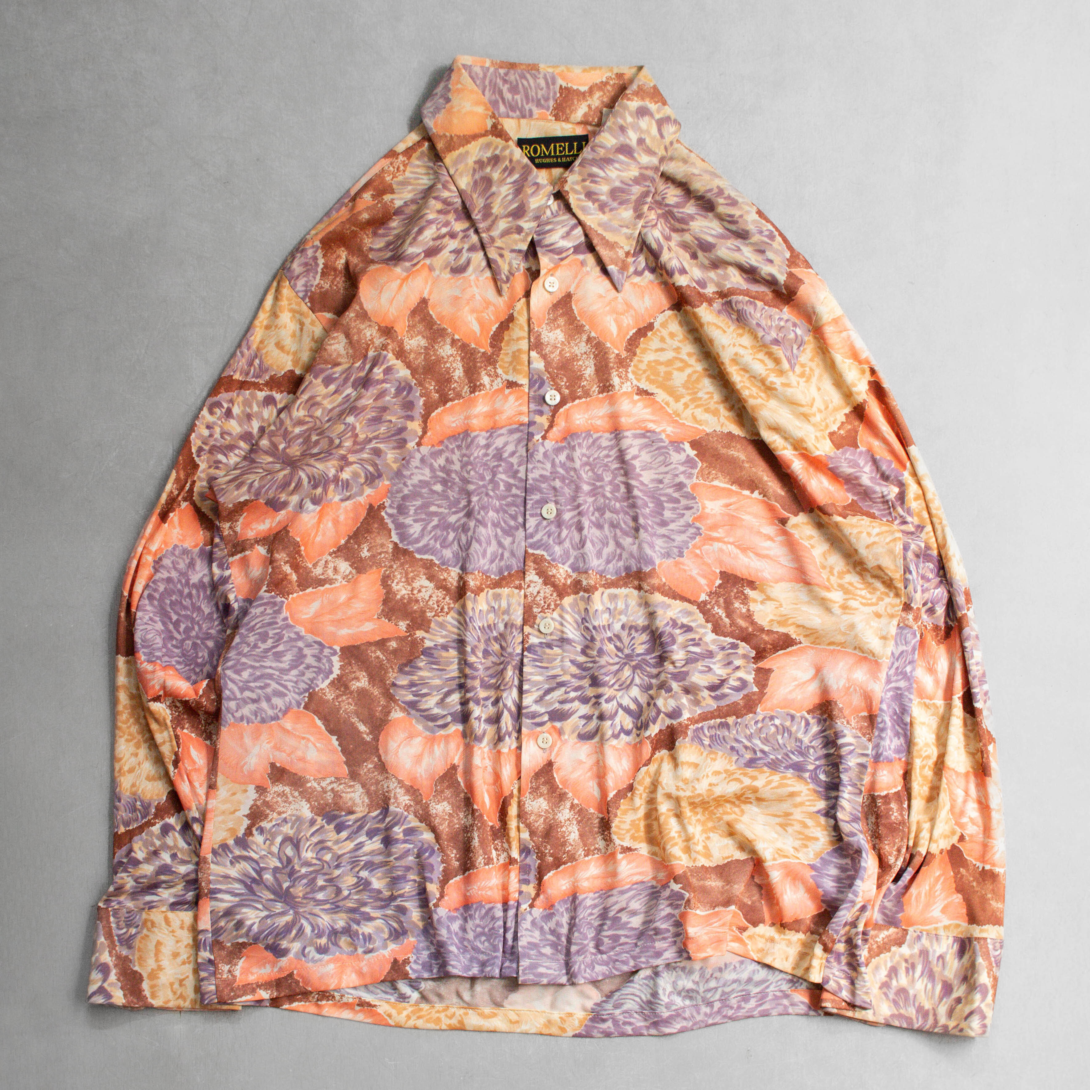 70S PRINTED POINT COLLAR SHIRT 美國 印花 箭領 長袖 襯衫