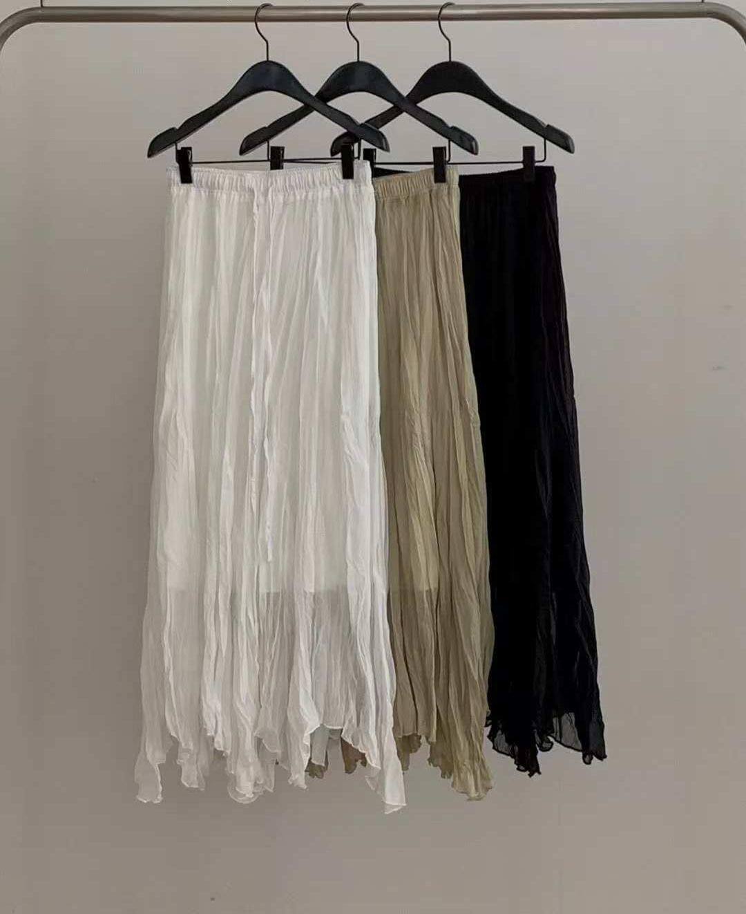 DR5001 橡筋腰樹紋皺皺半身裙