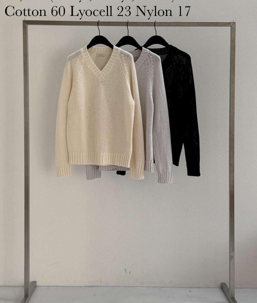 DR5002 V領針織坑紋長袖上衣