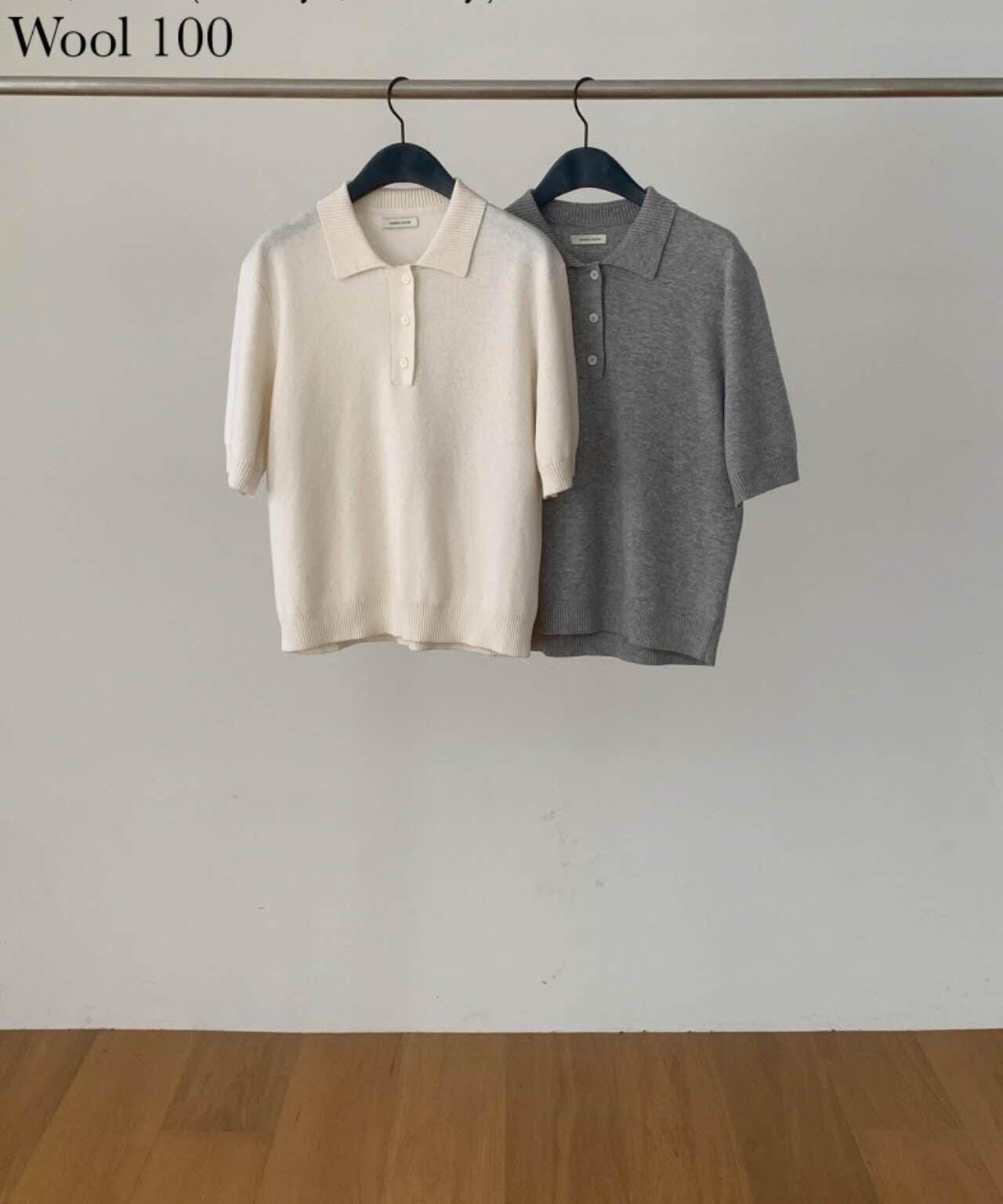 DR5003 100%羊毛翻領短袖上衣