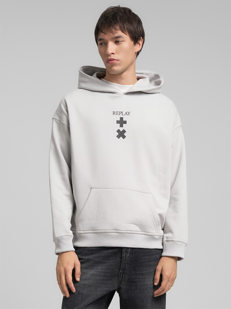 MARTIN GARRIX 聯名 x REPLAY 黑白LOGO 連帽衫T (灰色)