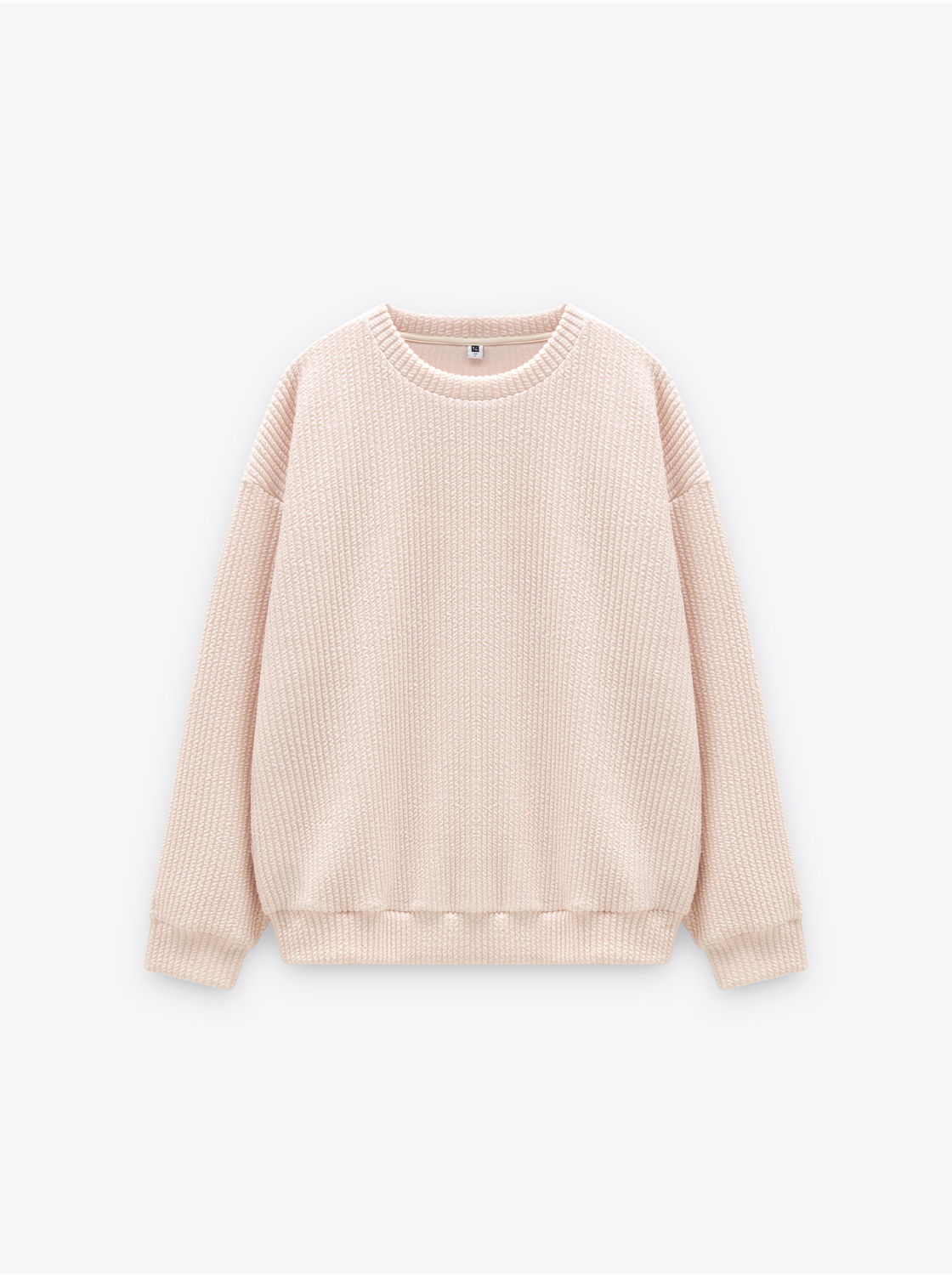 肌理粗坑條圓領長TEE