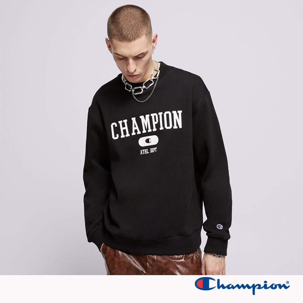 男款-ROCHESTER經典款 大學字體印花LOGO 圓領衛衣-黑色（220431-KK001）