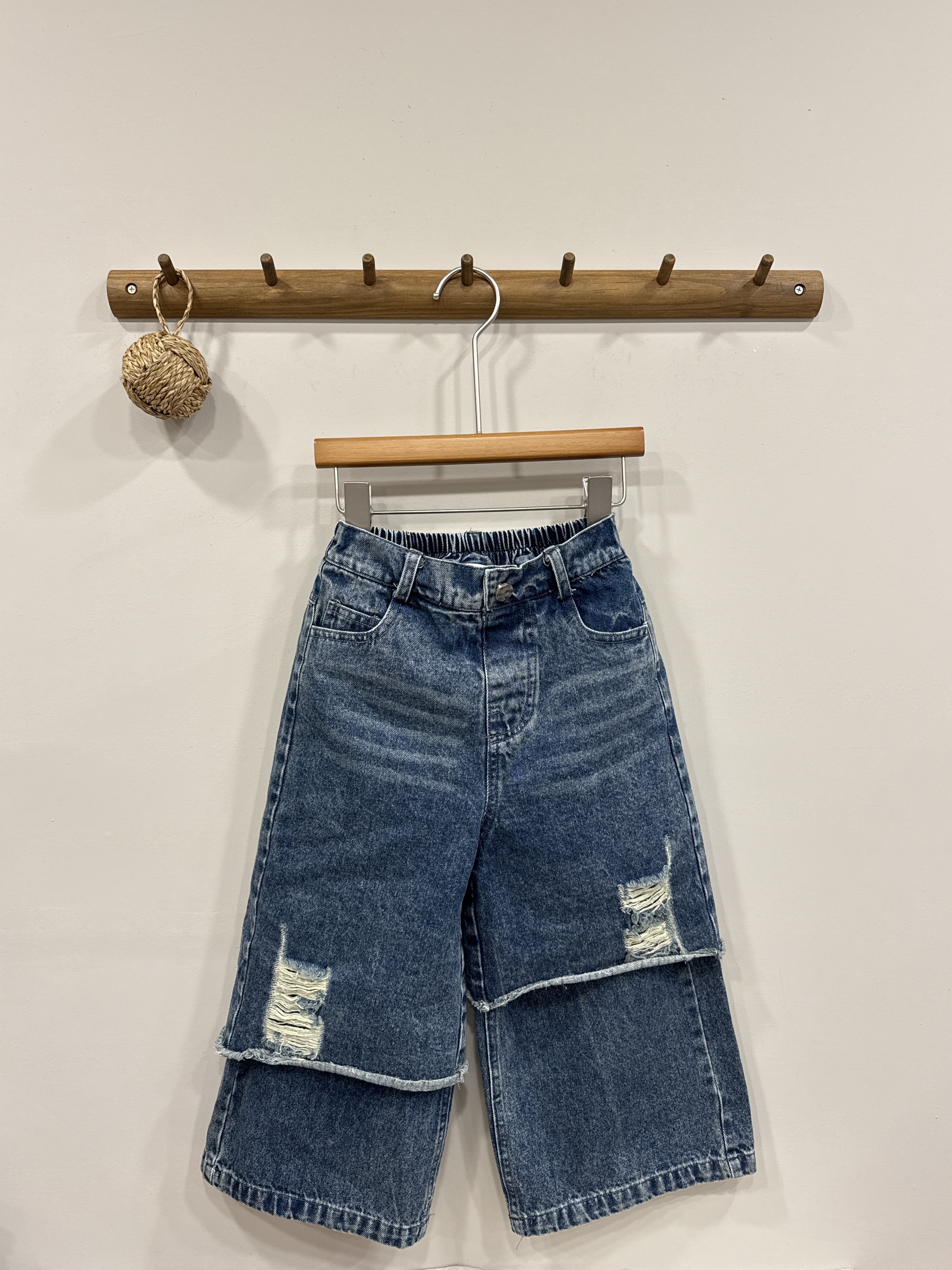 A03095設計款假兩件牛仔褲