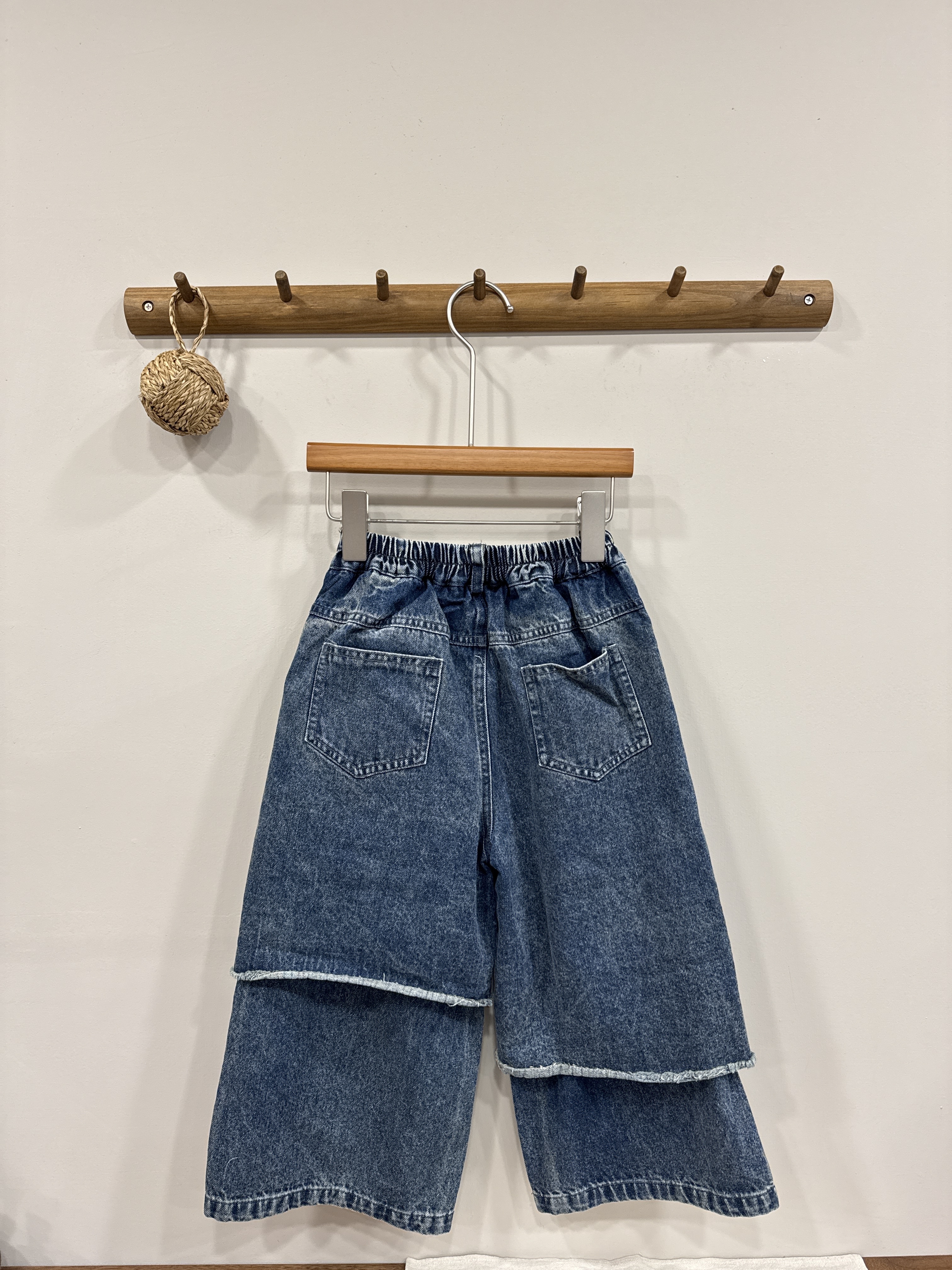 A03095設計款假兩件牛仔褲