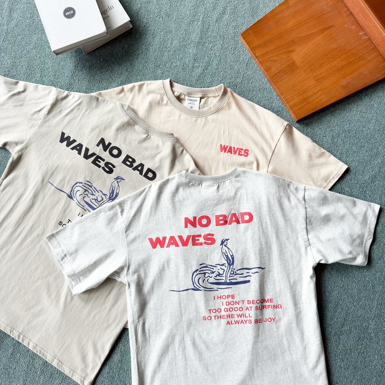 韓國短袖 NO BAD WAVES 衝浪男子印花短T 80961