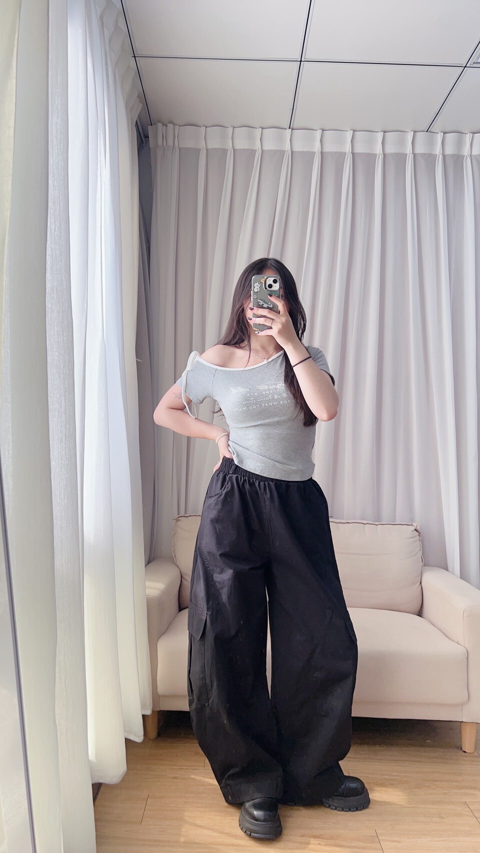 水洗造型褲腳繭型褲