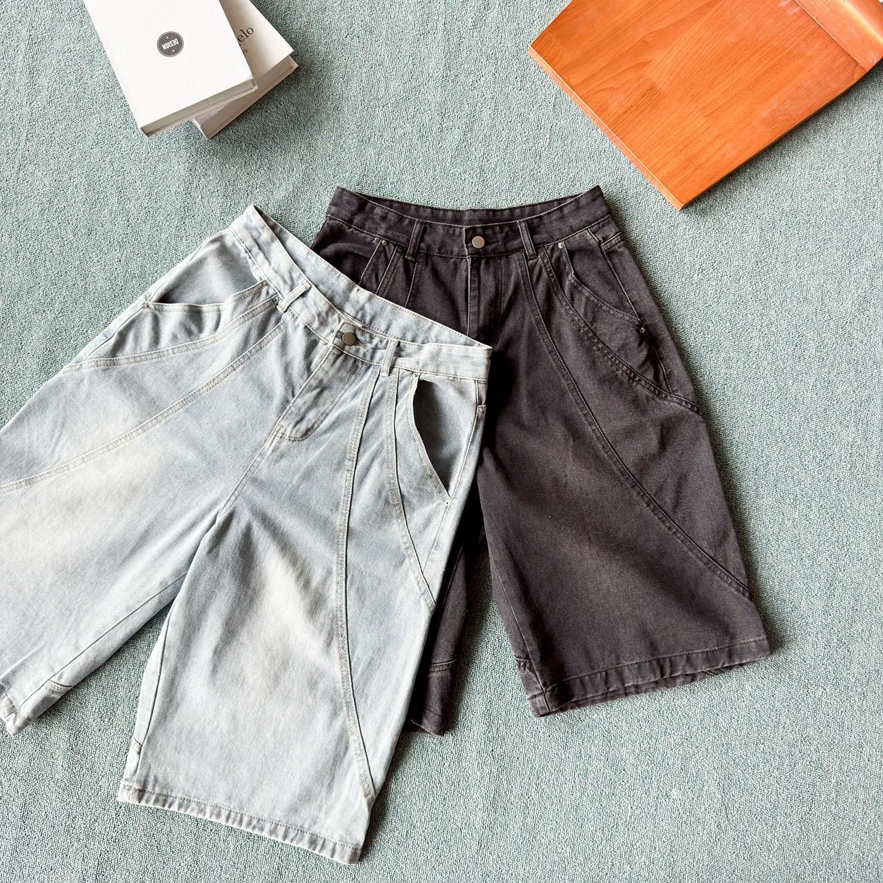 韓國短褲 螺旋車線牛仔七分褲 80934