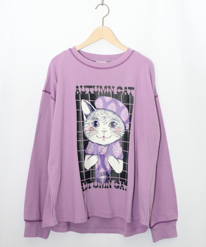 Scolar  Fluffy warm beret cat long sleeve Tee