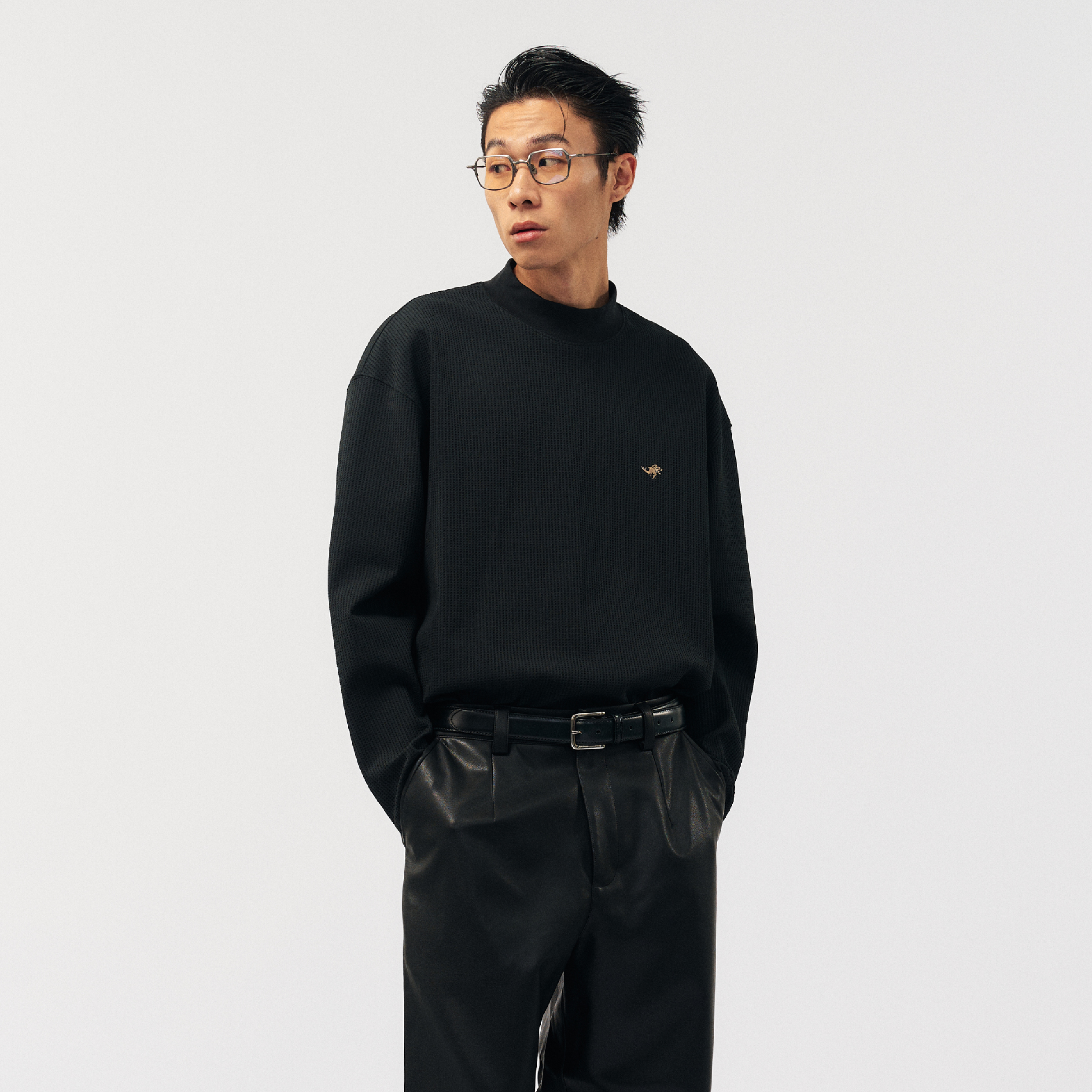 BOHRHOO Stand Up Collar Waffle 立領 華夫格長袖Tee [BH1064]