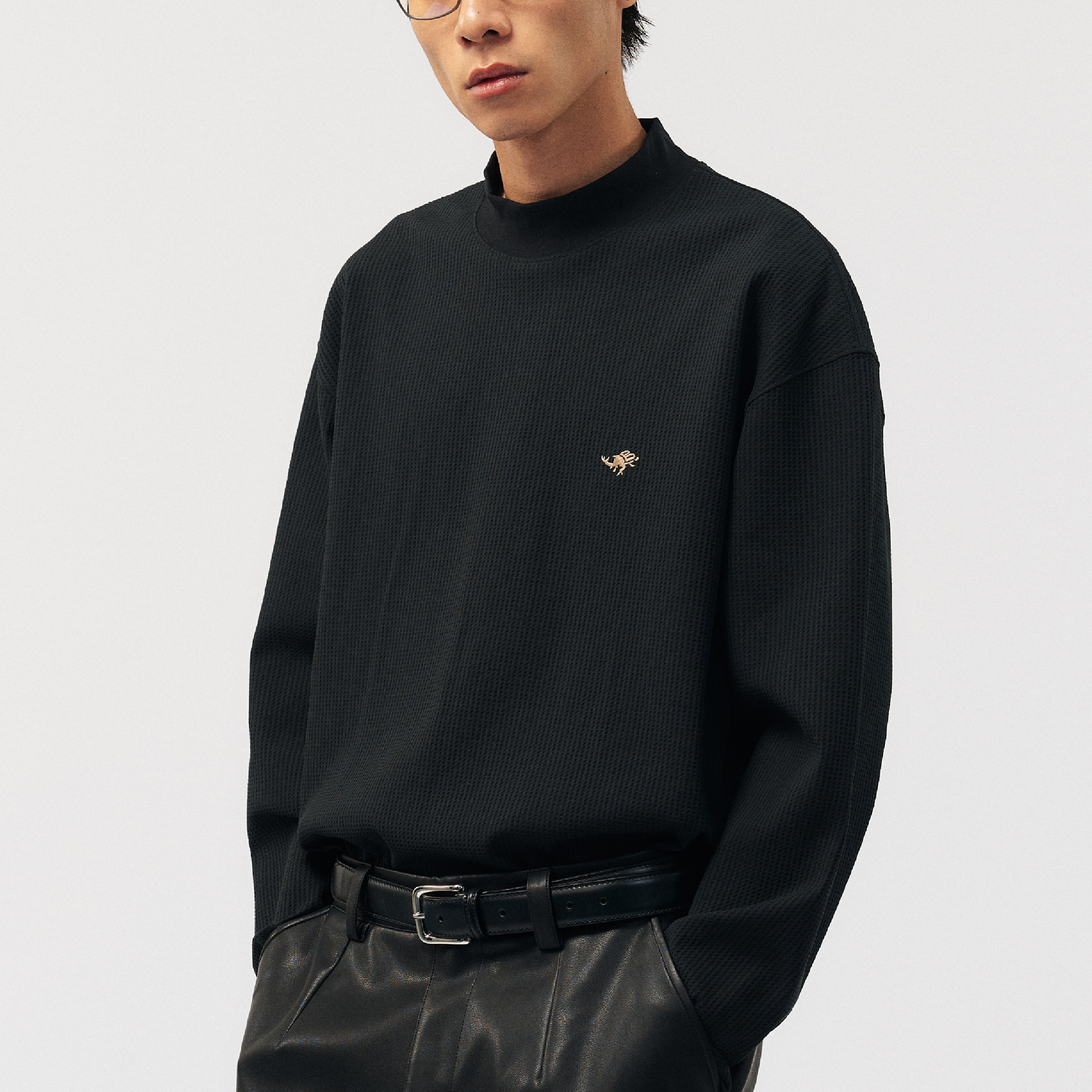 BOHRHOO Stand Up Collar Waffle 立領 華夫格長袖Tee [BH1064]