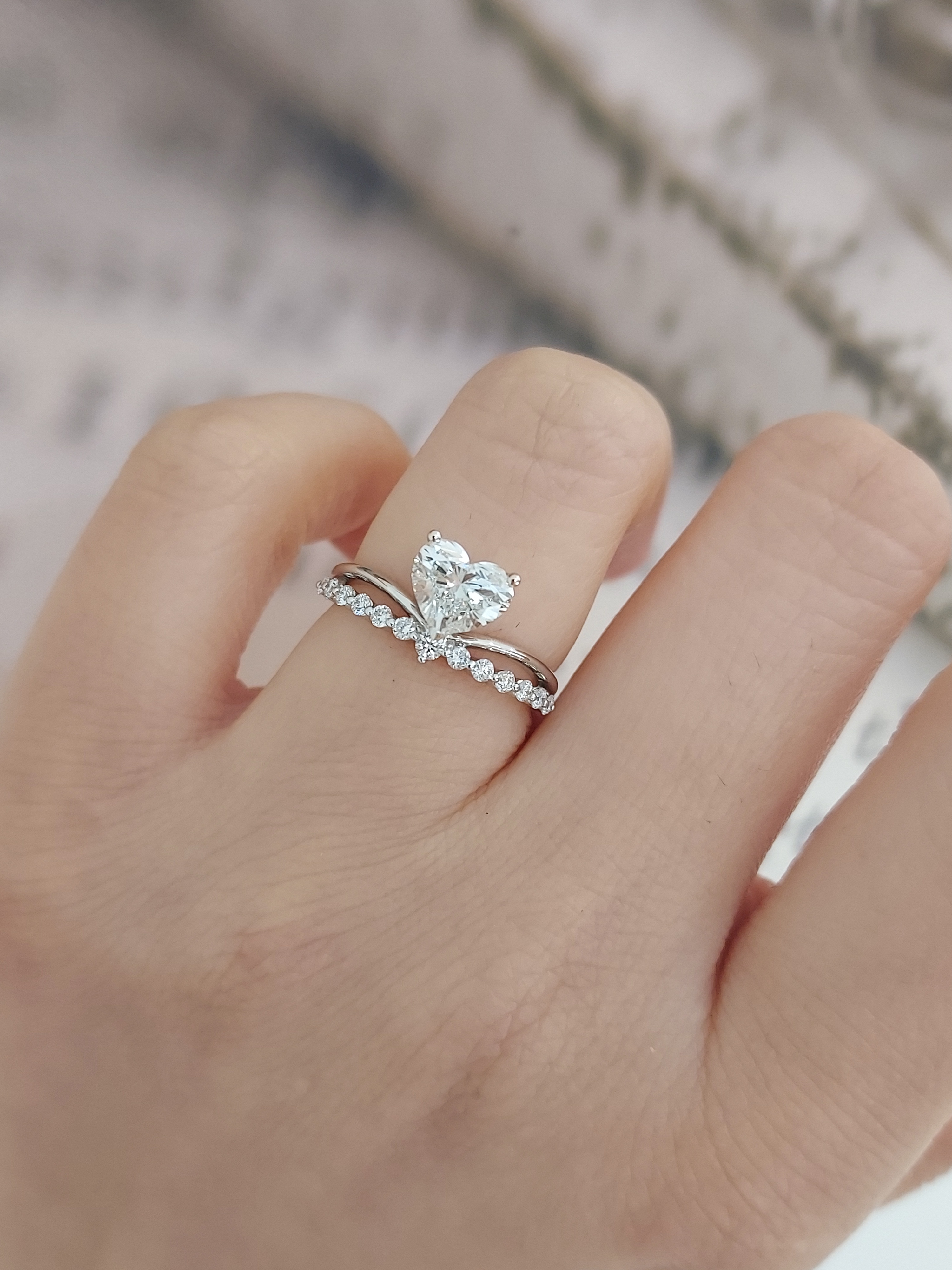 PT950鉑金 1卡實驗室培育心形鑽石戒指