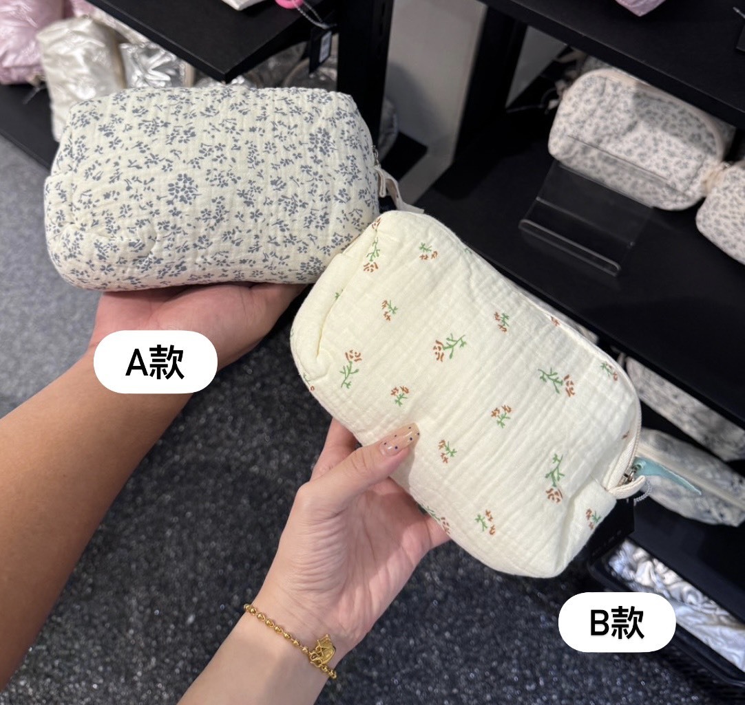 韓國連線 - 碎花棉麻小化妝包 共2款