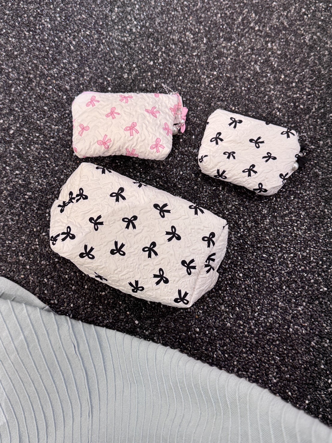 韓國連線 - 蝴蝶結棉麻化妝包