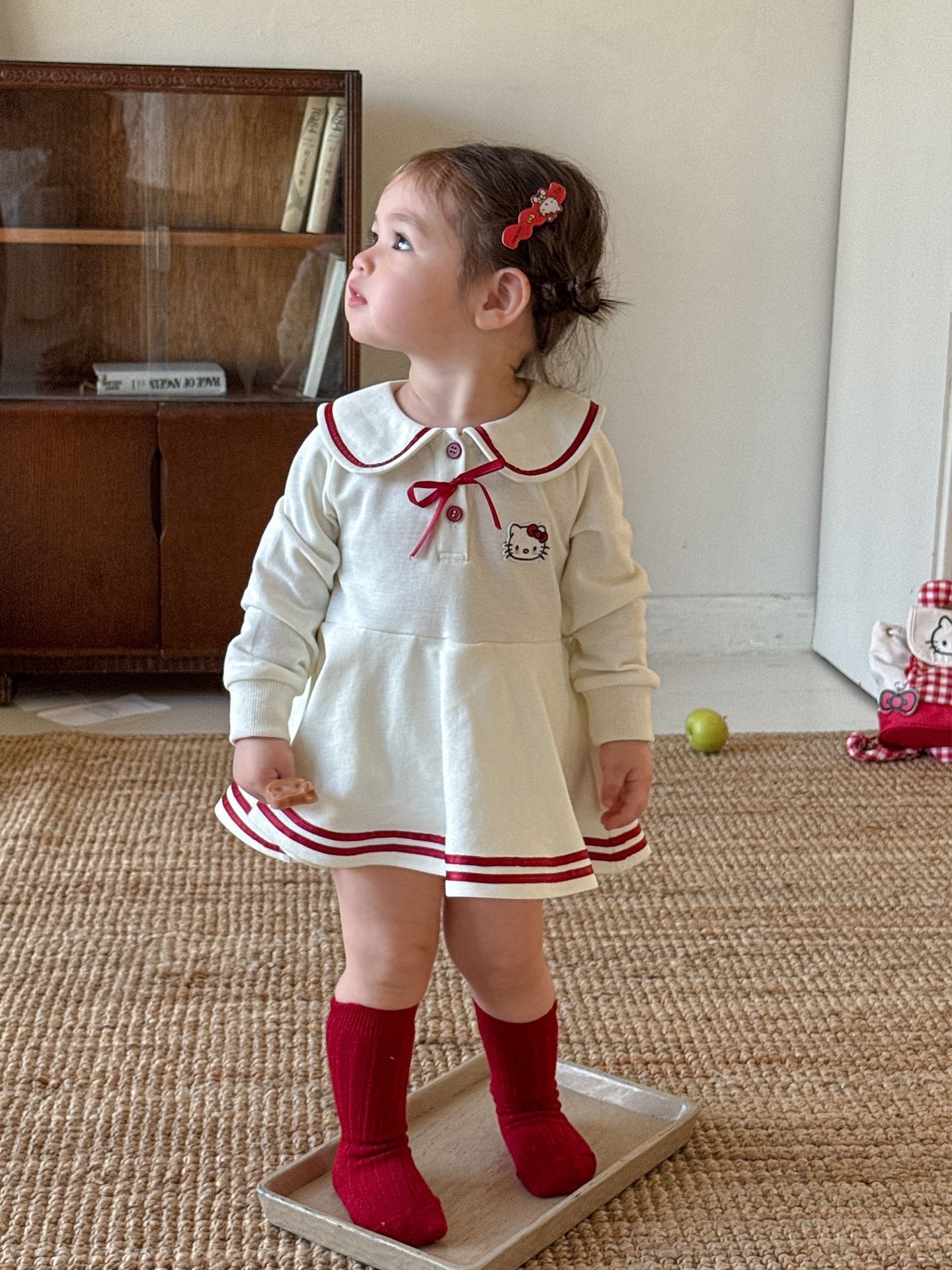 紅色小貓海軍風洋裝