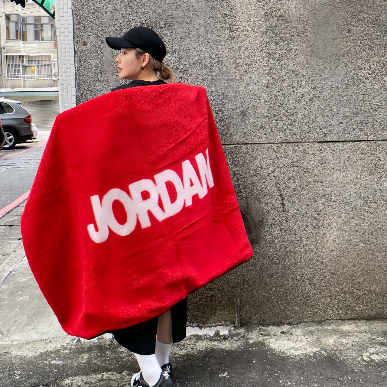 JORDAN 海外限定 毛毯+手提袋 套裝組 黑 TL012016A