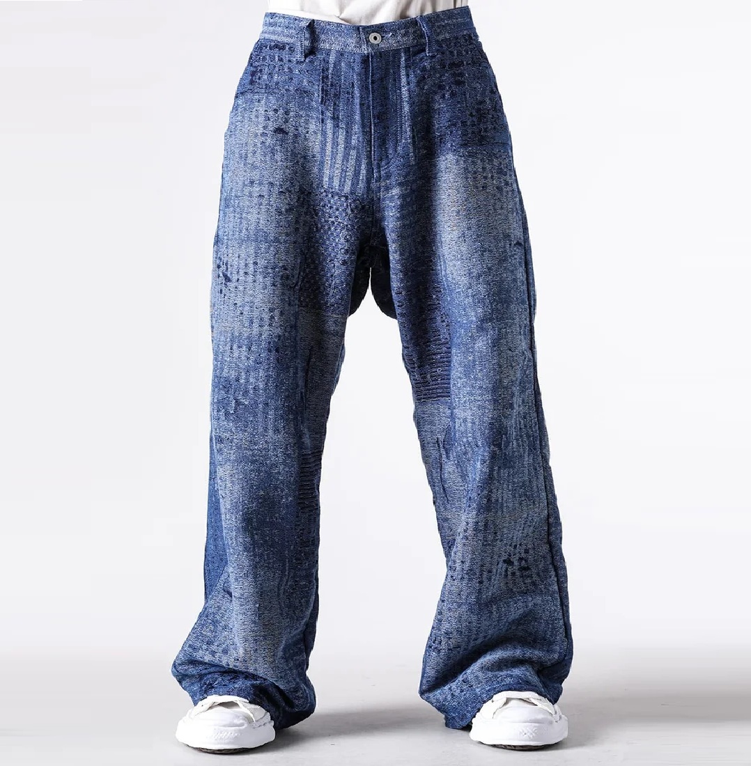FDMTL JAPAN 2025 A/W BORO JAQUARD WIDE PANTS RINSE - PRE ORDER ITEM (預訂中)