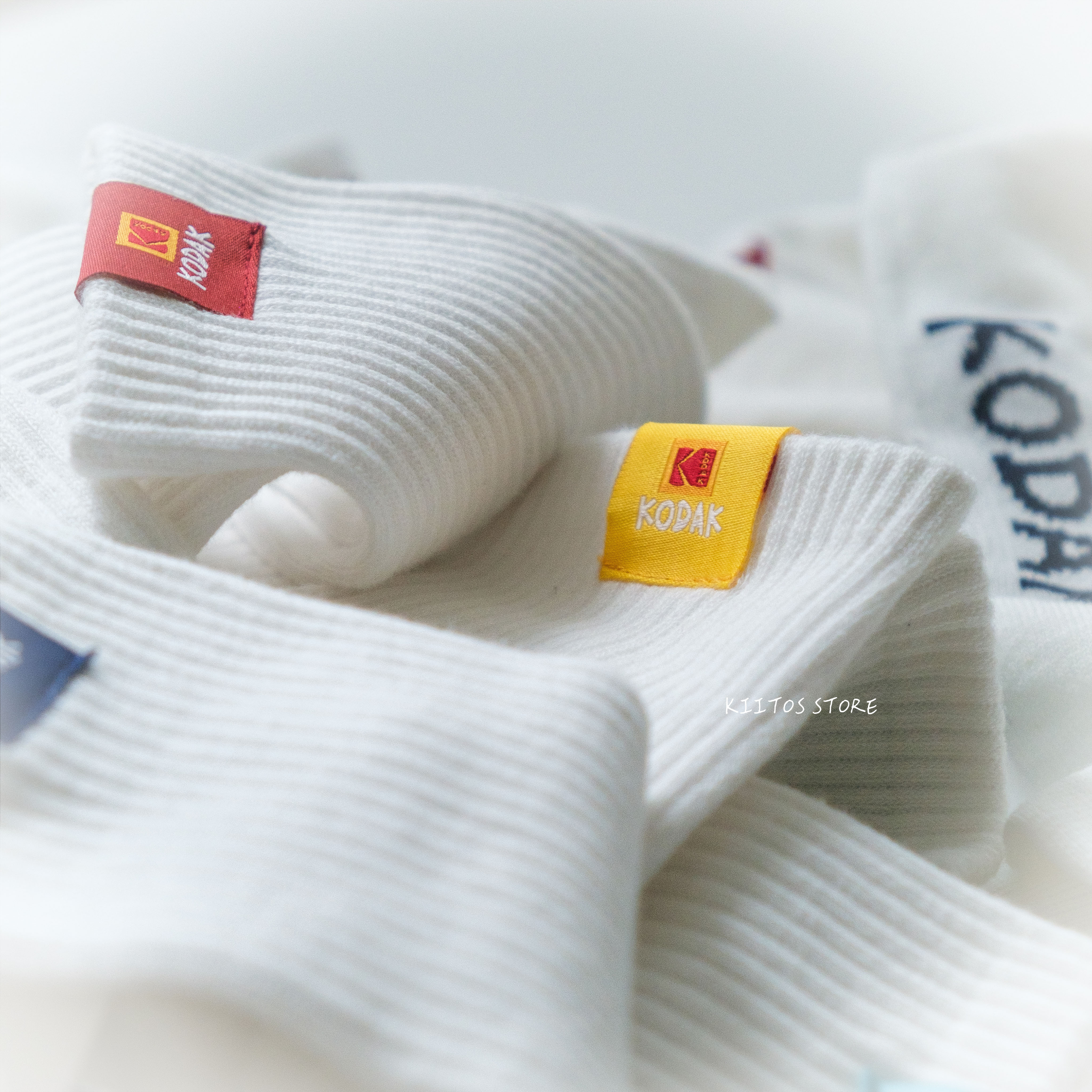 現貨 韓國代購 KODAK Apparel 彩色標籤 經典方形 標誌 中筒 長襪 5雙 超值組