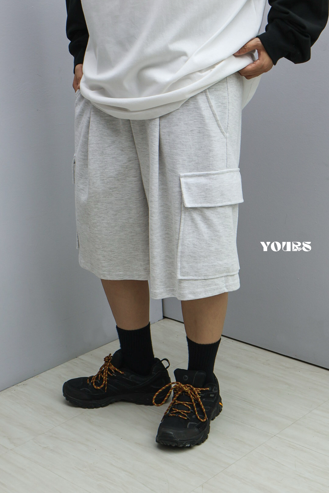 正韓 麻白色七分棉褲