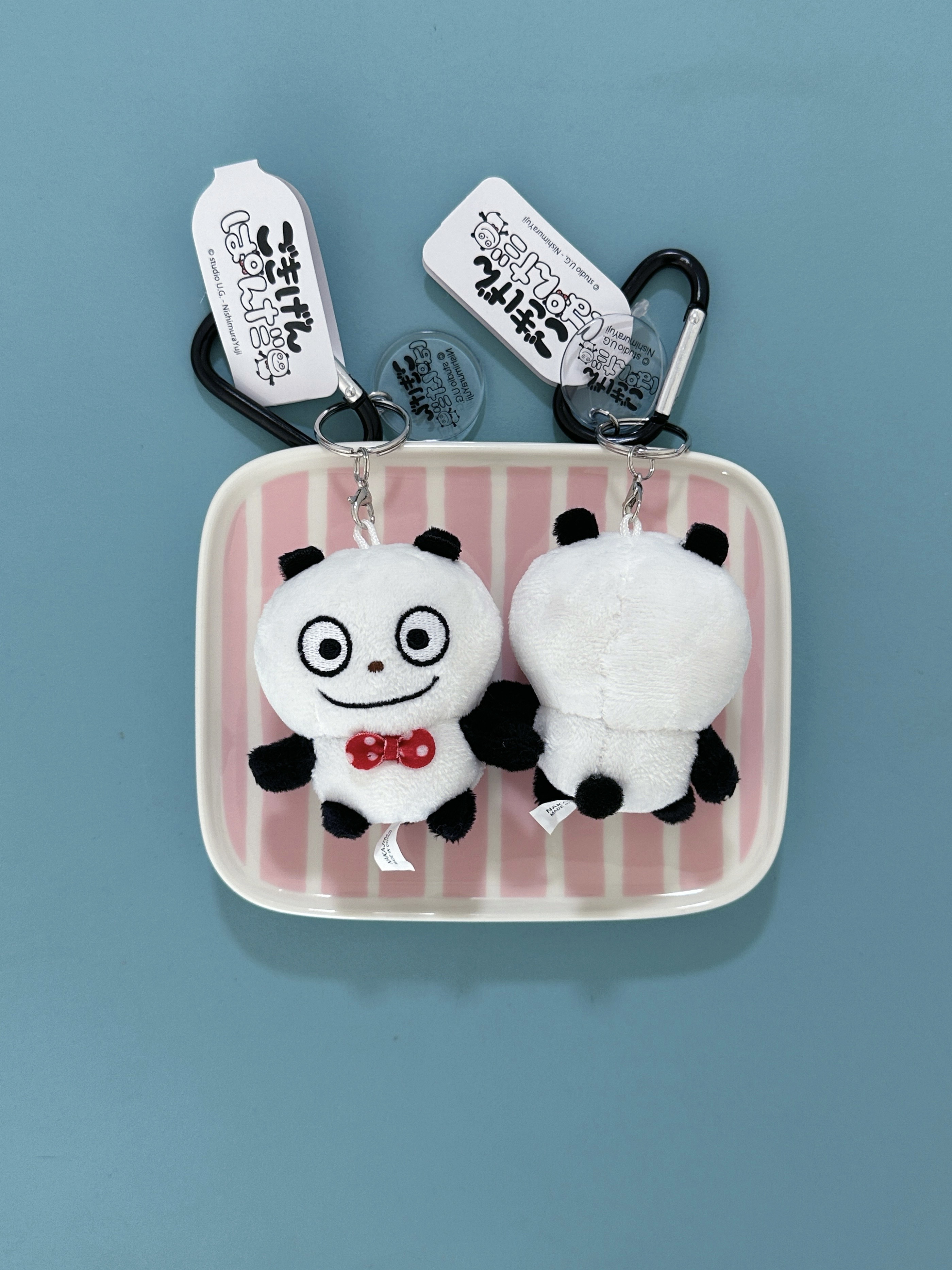 開心熊貓登山扣玩偶吊飾