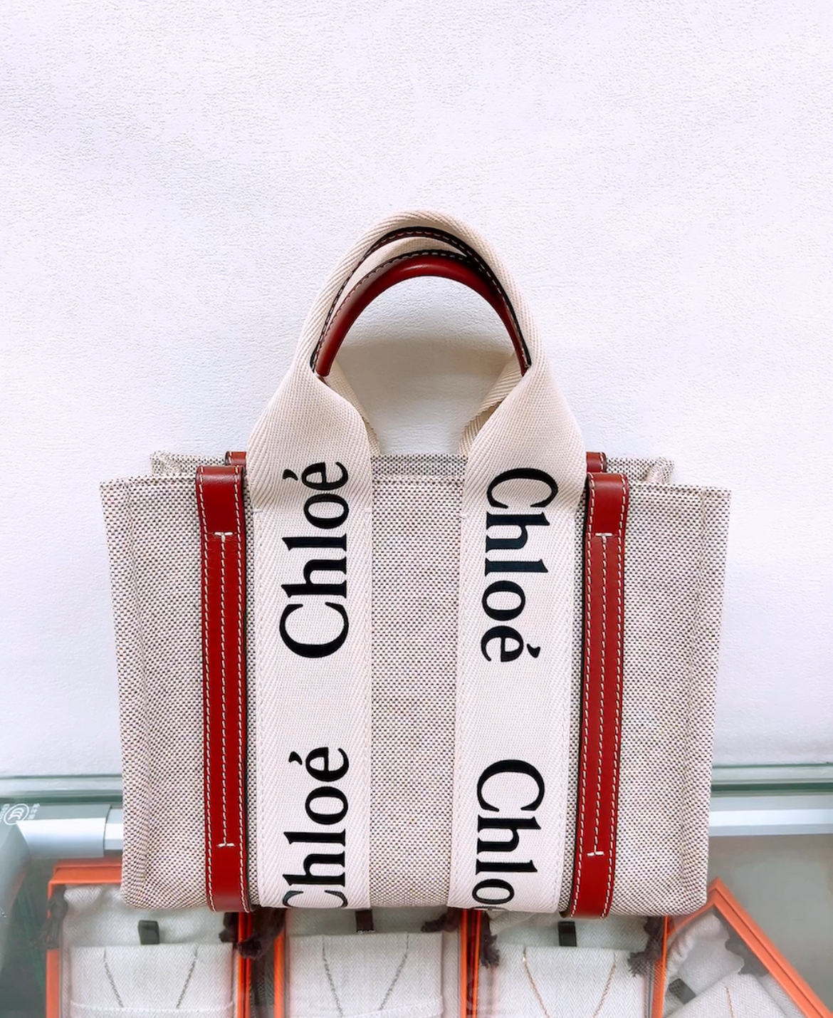 Chloe woody tote small tan
