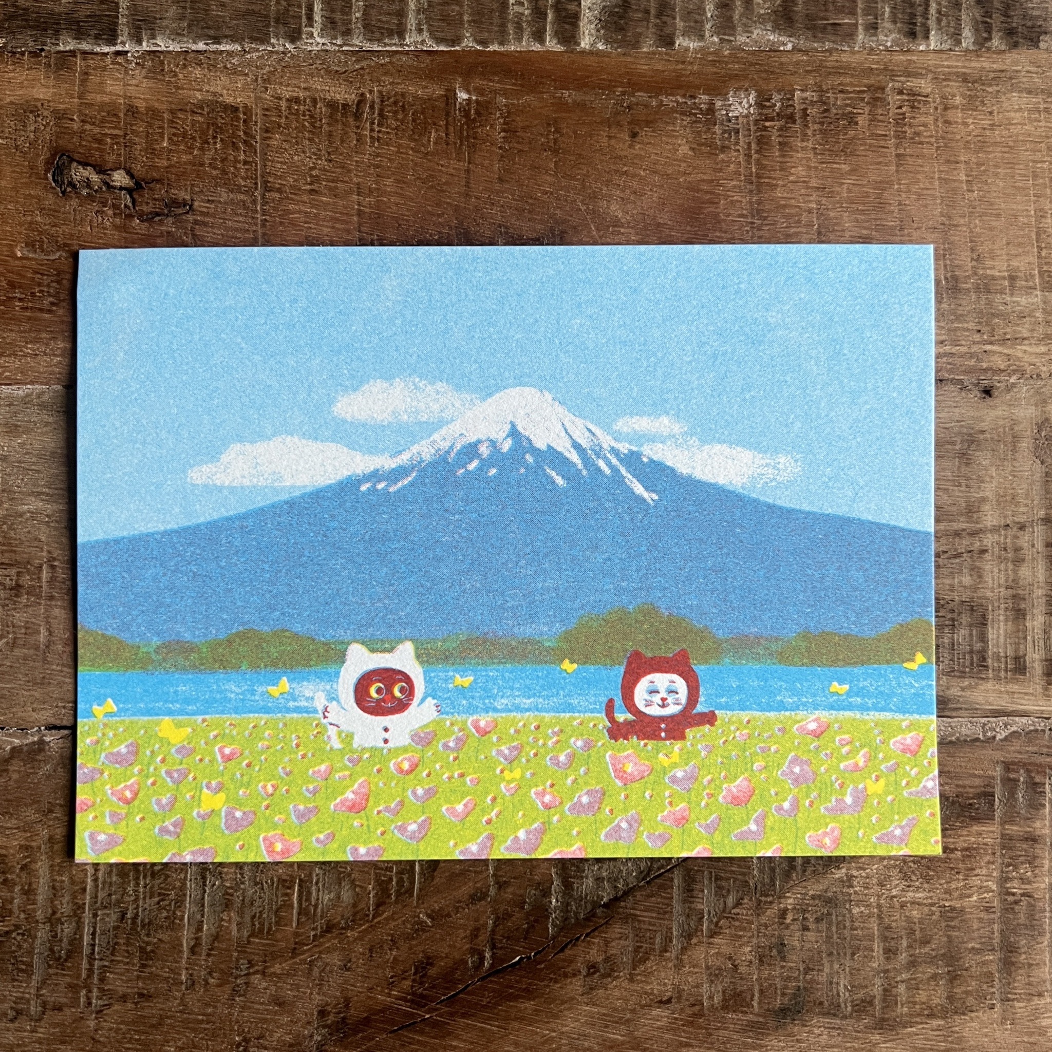 富士山之旅/乒乒乓乓貓/孔版印刷明信片