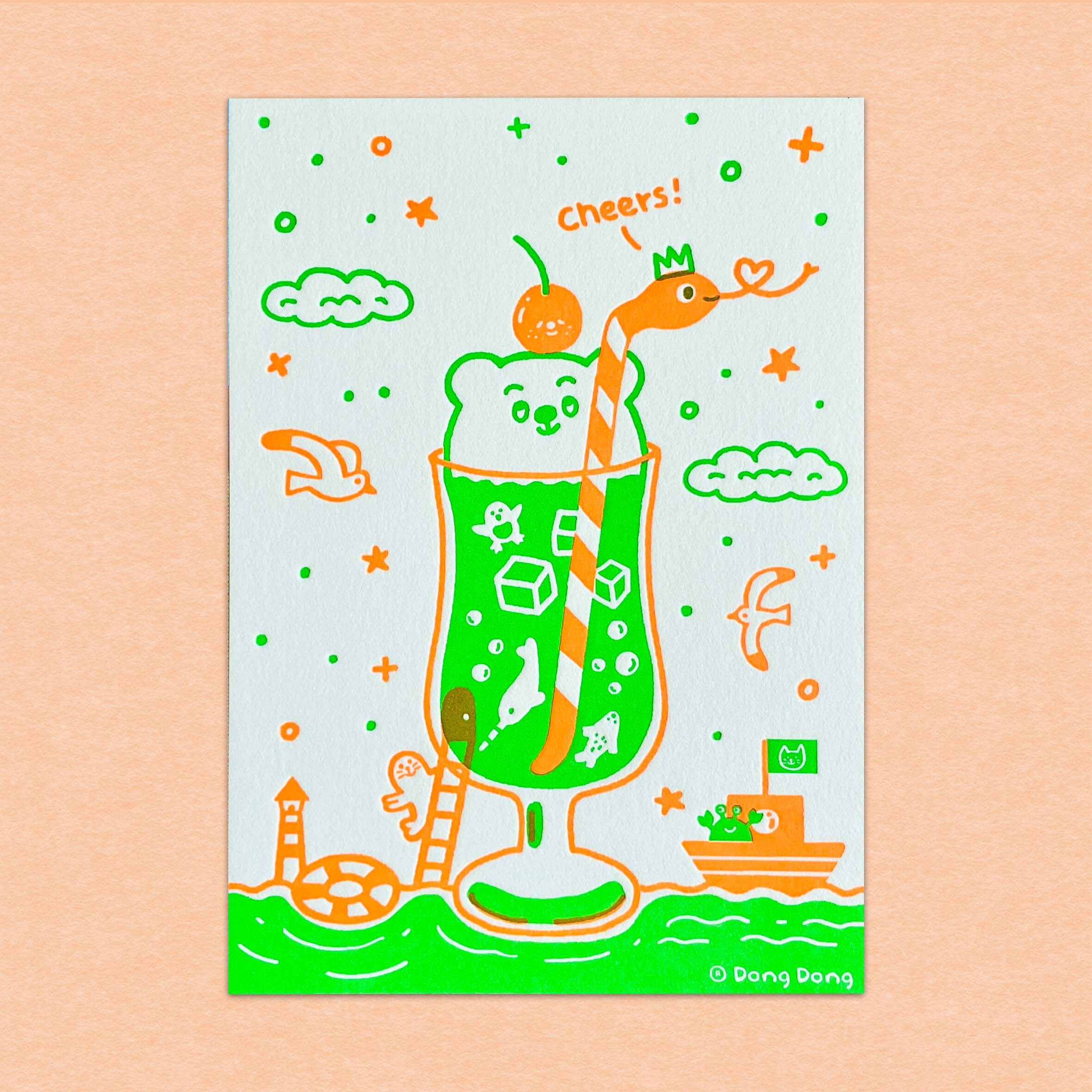 昭和哈密瓜冰淇淋汽水/凸版印刷明信片/蛇年明信片