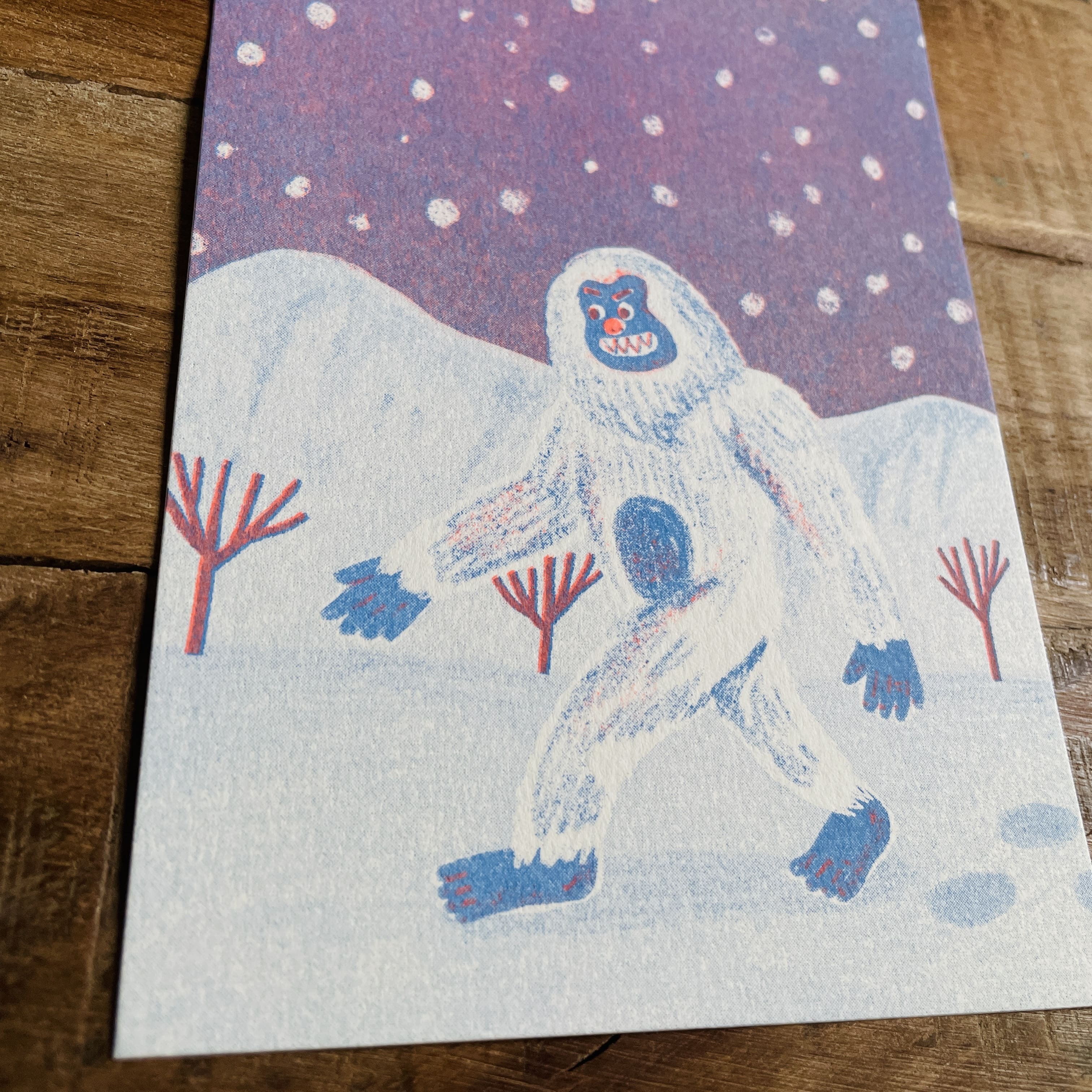 雪怪/奇幻生物/孔版印刷明信片