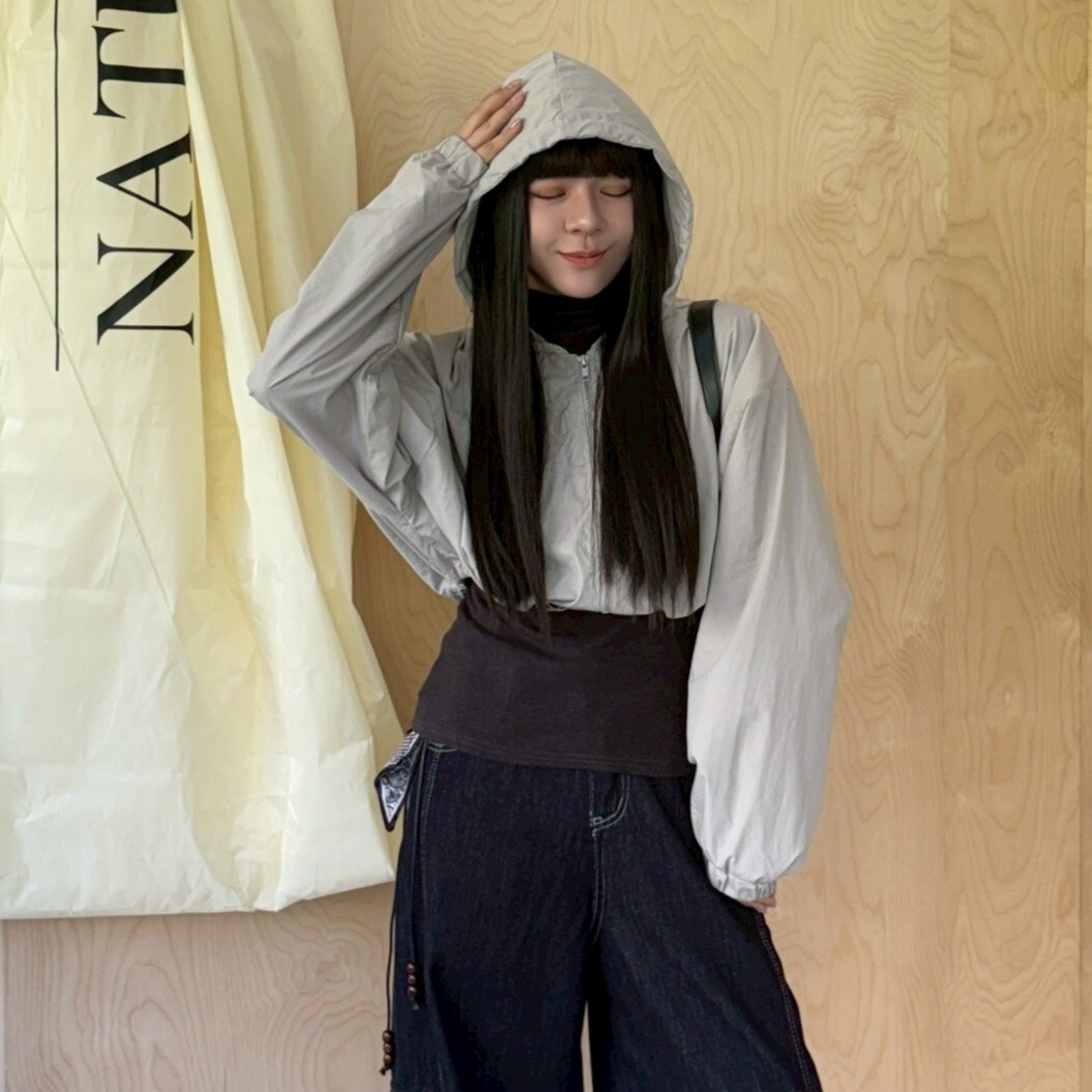 防禦指令 抽繩連帽短版外套