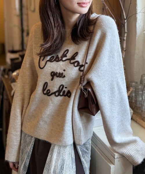 日本🇯🇵連線 Mily Bilet 立體繩線刺繡針織套頭衫 針織衫 繩線刺繡 長袖 毛衣 寬鬆 6色(任買兩件711免運)/預購