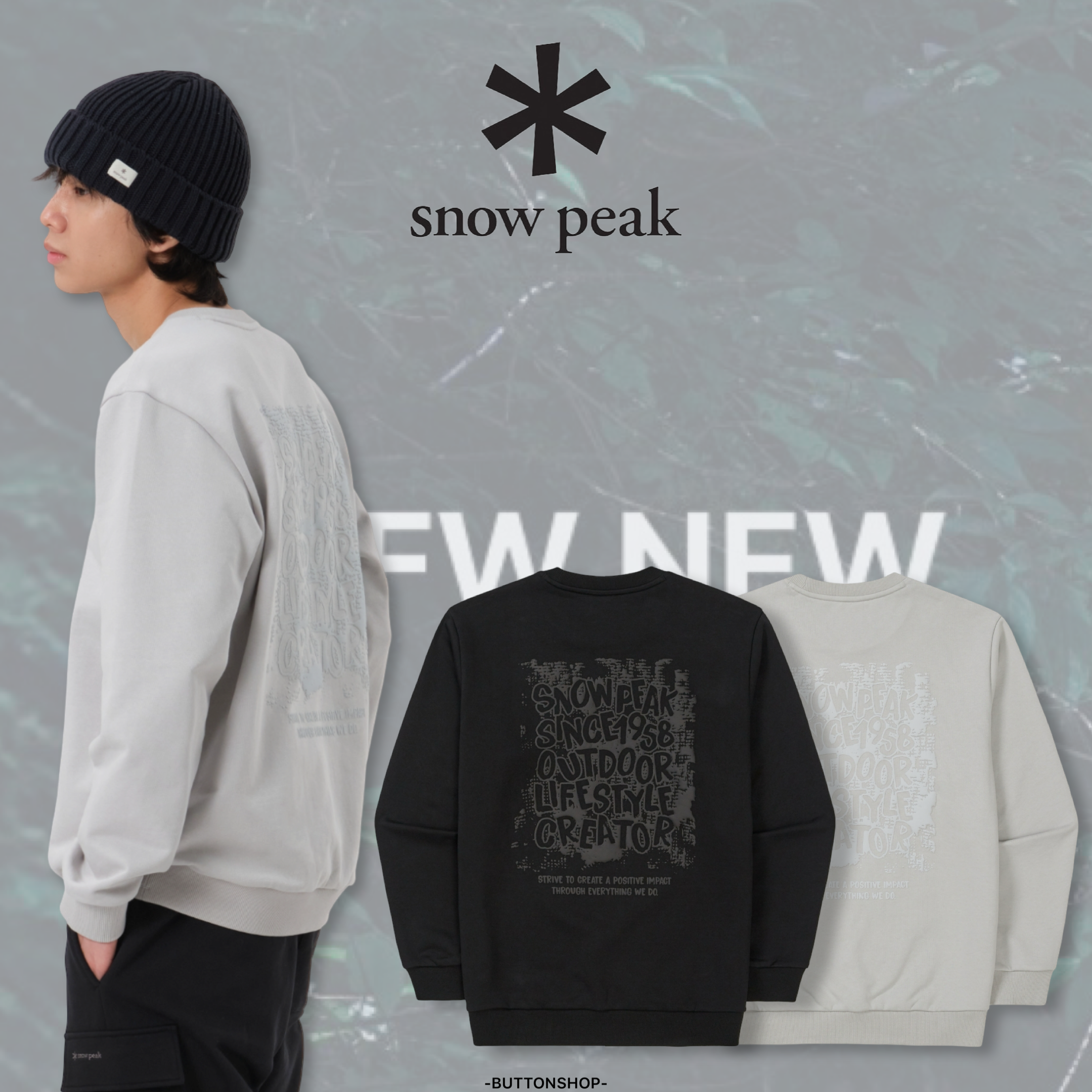 【代購】snow peak Foaming graphic sweatshirt  泡泡文字大學tee   S25FMFHT66