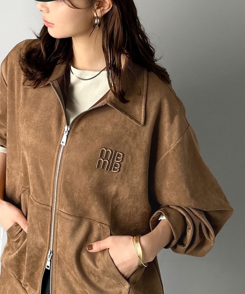 日本🇯🇵連線 Mily Bilet 麂皮翻領刺繡雙拉鍊外套 復古 美拉德 絨面革 雙拉鍊 寬鬆 外套 長袖 2色(任買兩件711免運)/預購